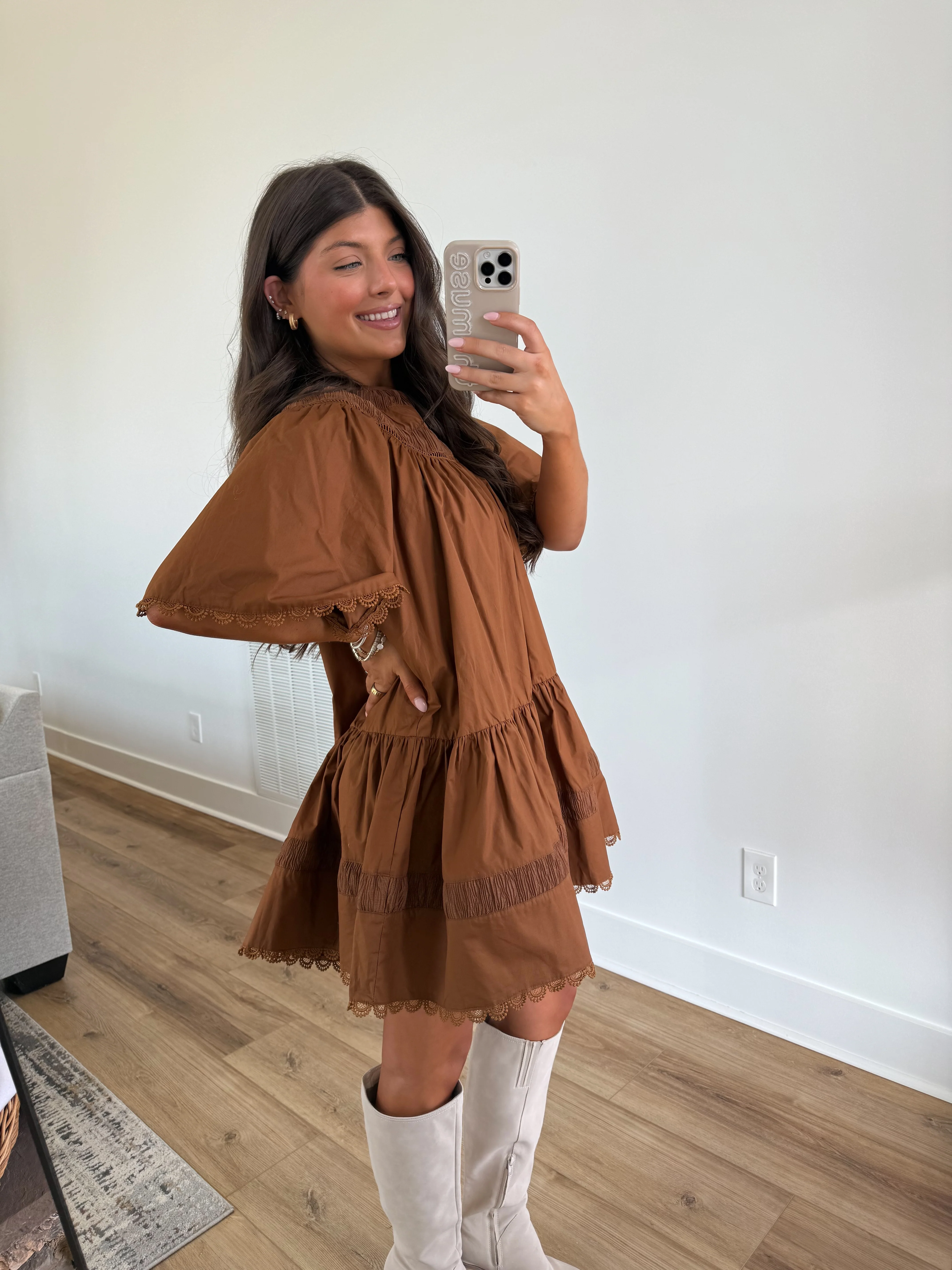 The Winter Snowdrop Dress (Brown) - Image 3