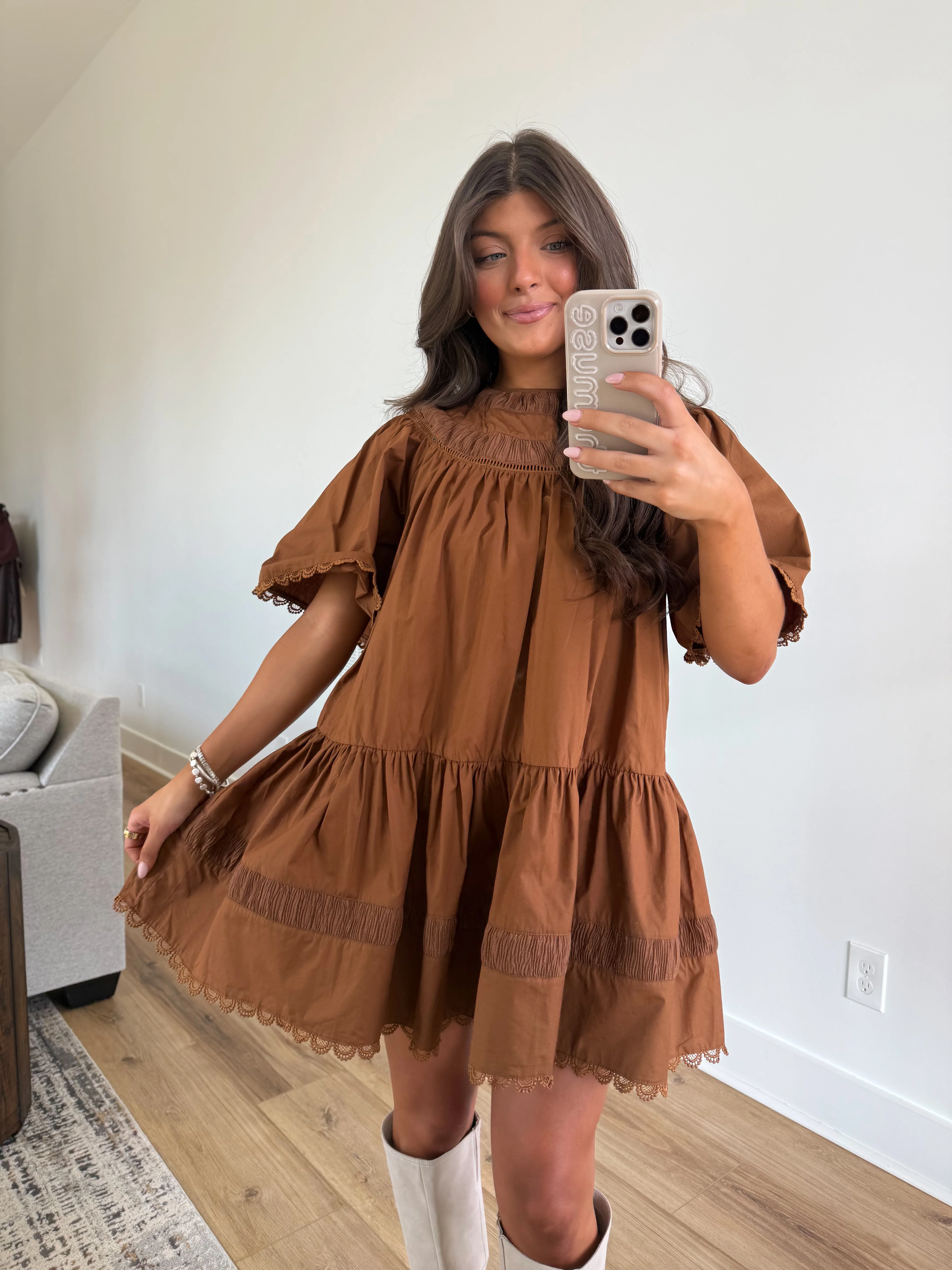 The Winter Snowdrop Dress (Brown) - Image 4
