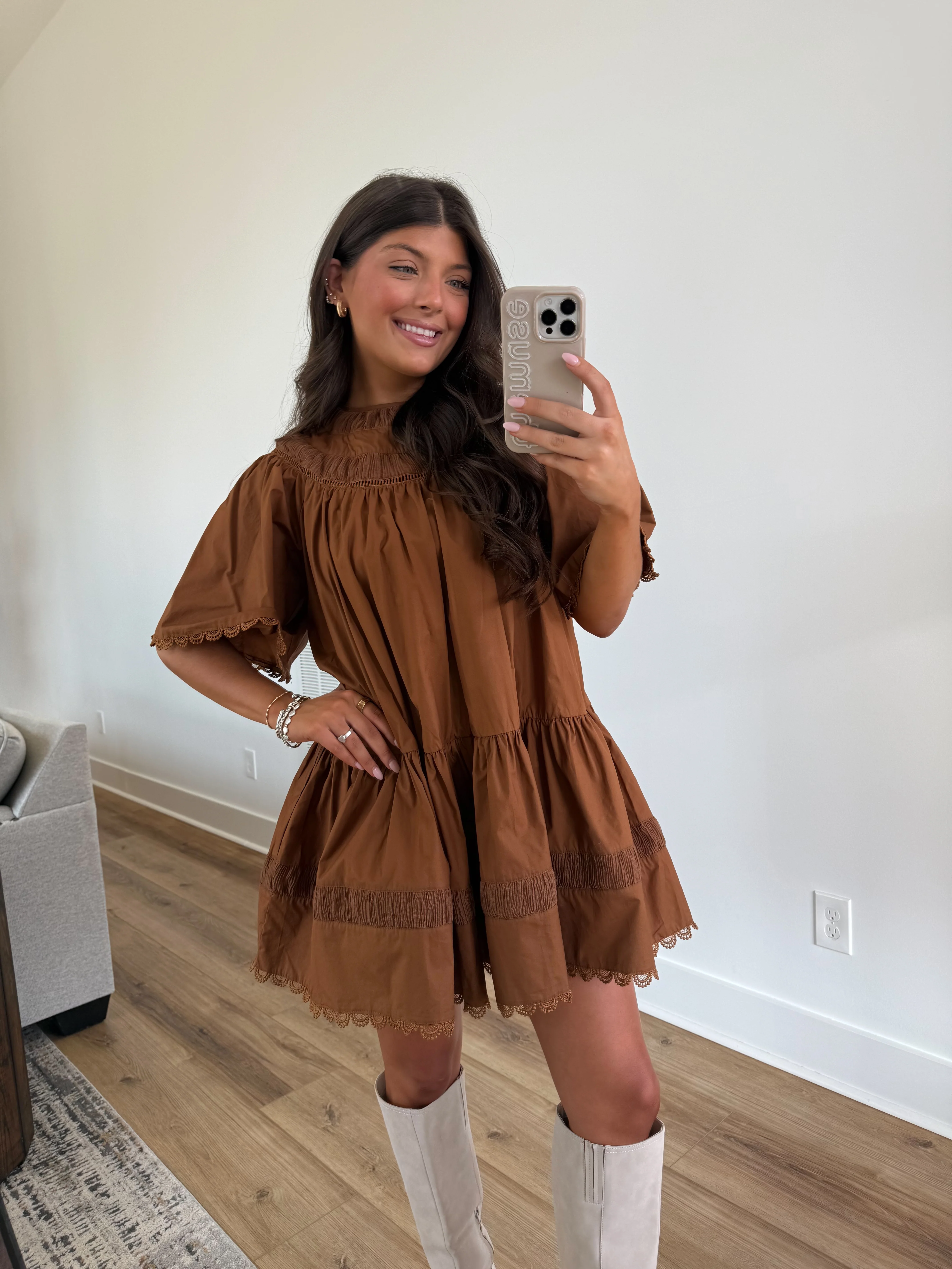 The Winter Snowdrop Dress (Brown) - Image 5
