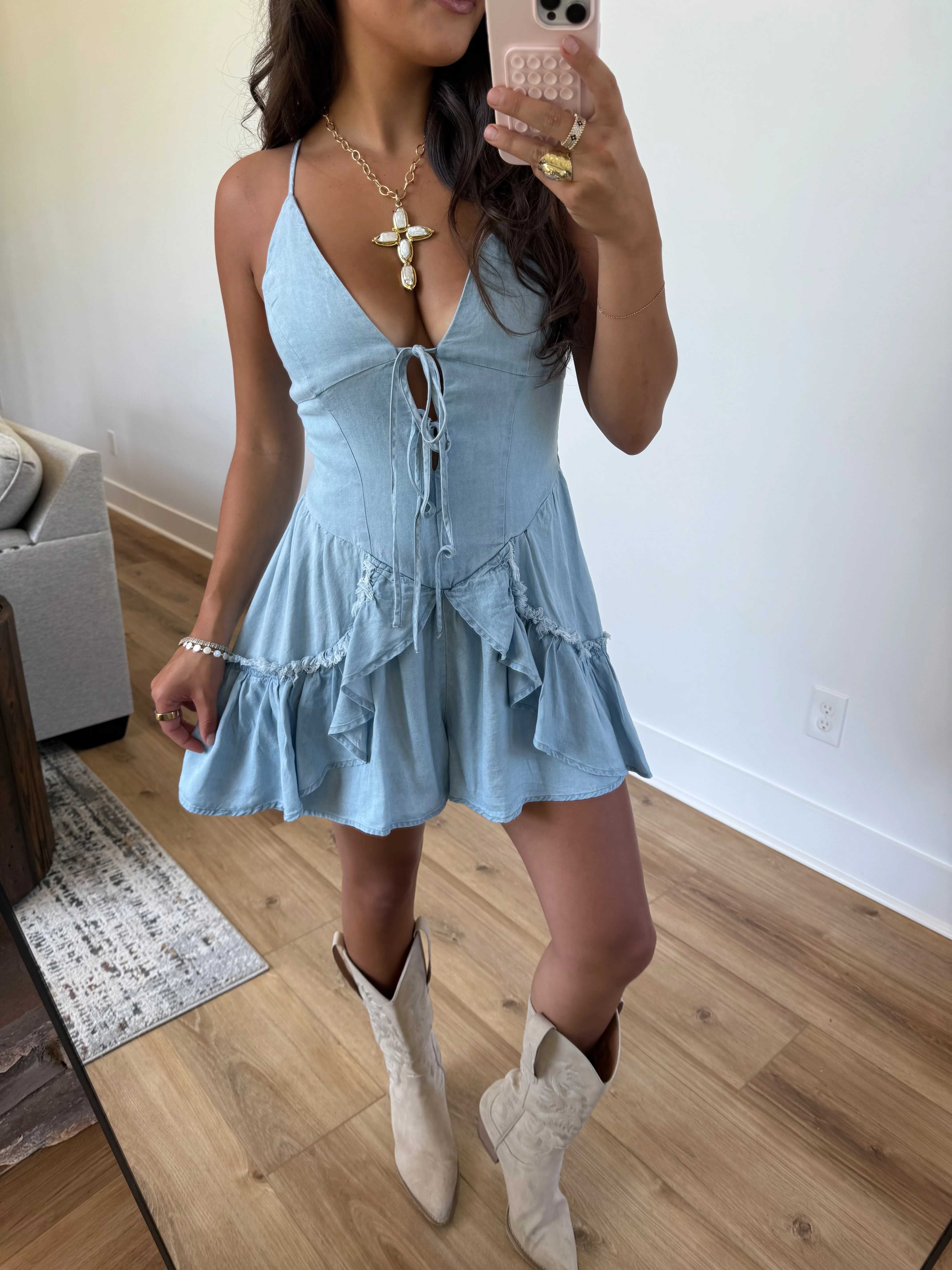 Two-Step Denim Romper - Image 2