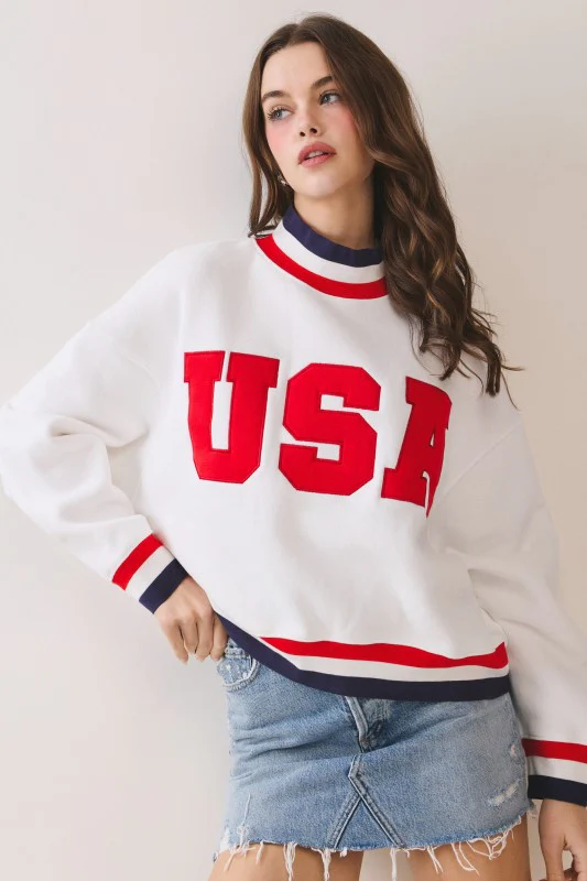 USA Varsity Sweatshirt (White) - Image 6