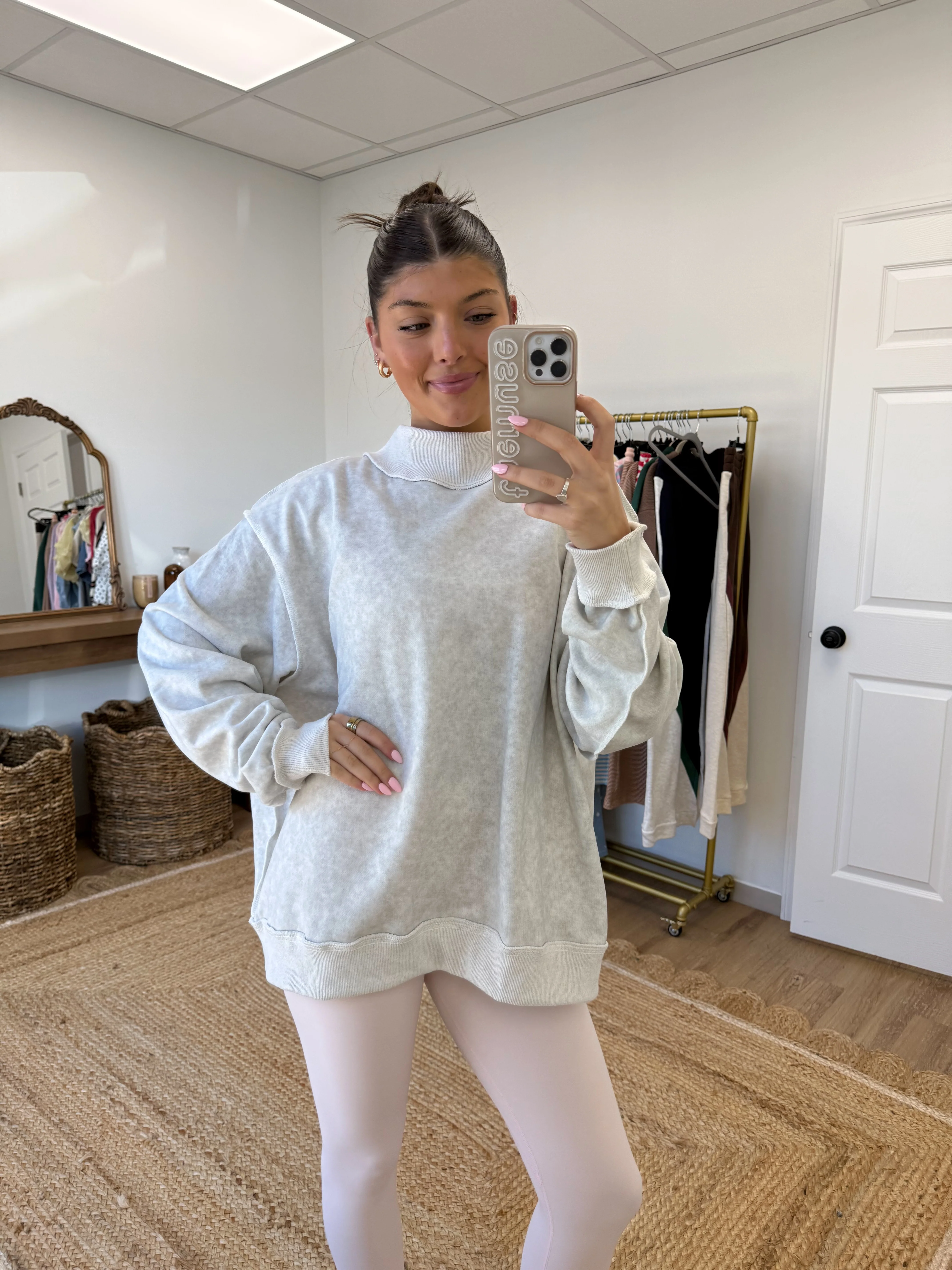 Vintage Wash Grey Mockneck