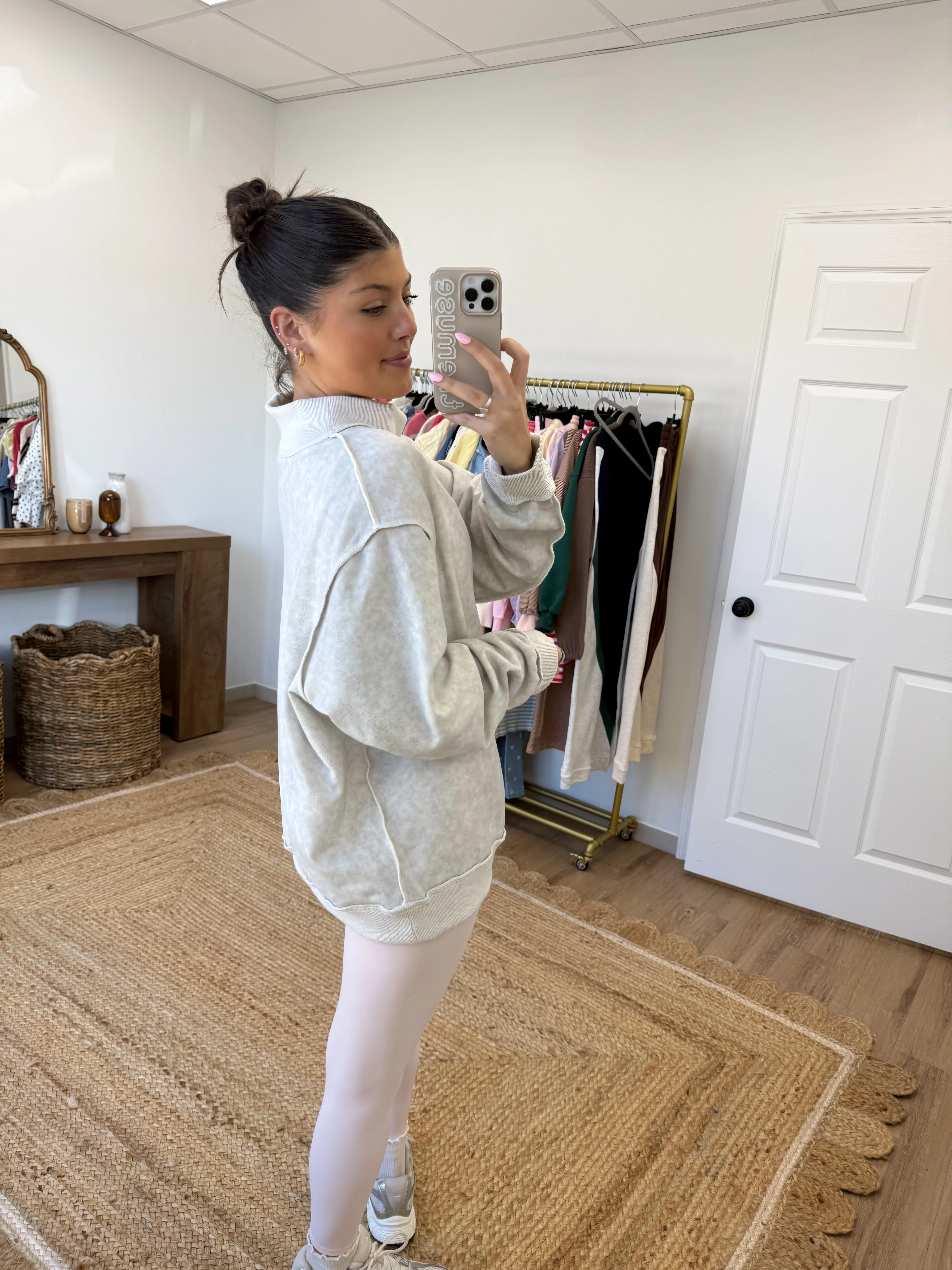 Vintage Wash Grey Mockneck - Image 5