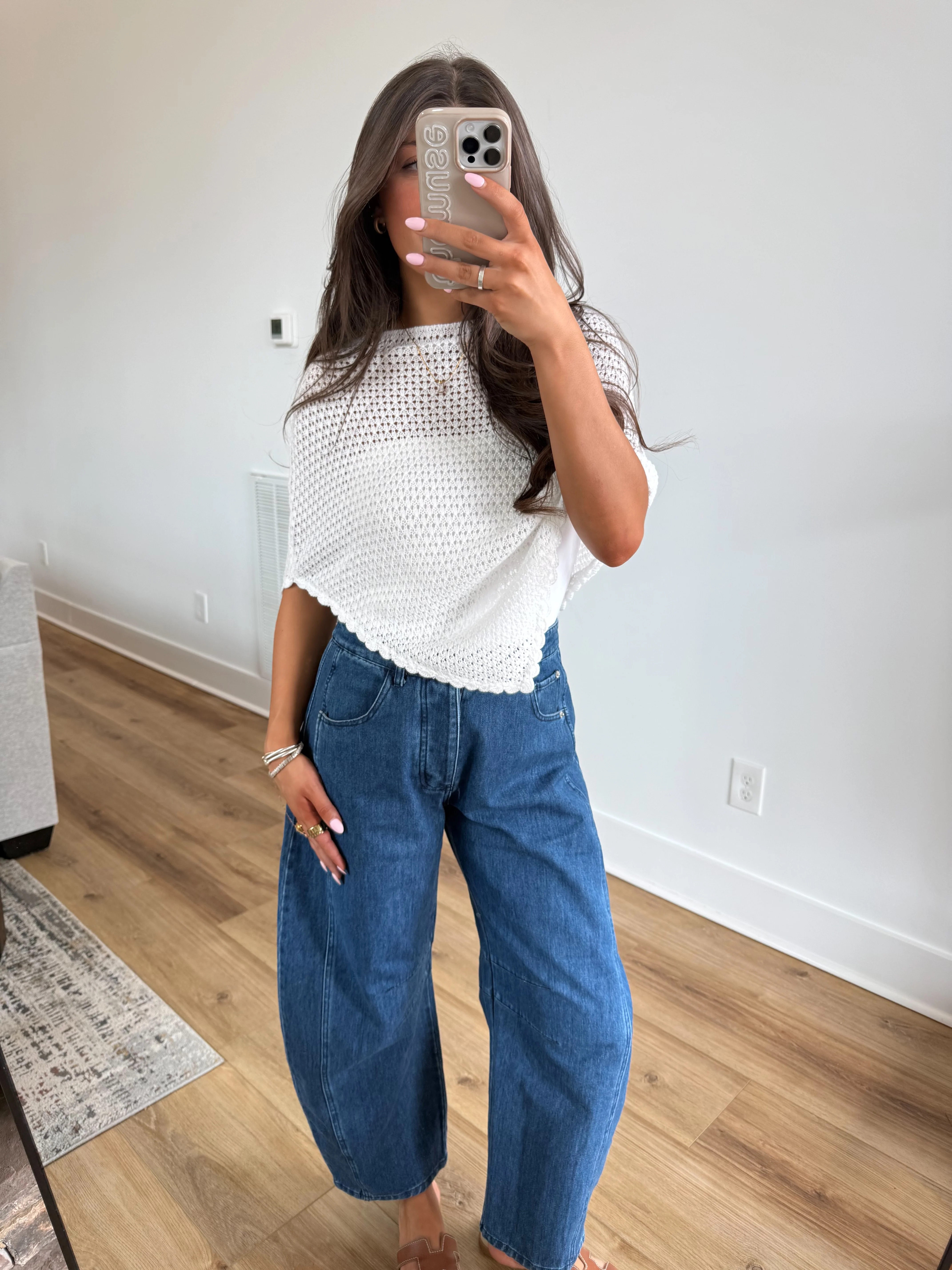 White Crochet Poncho - Image 3
