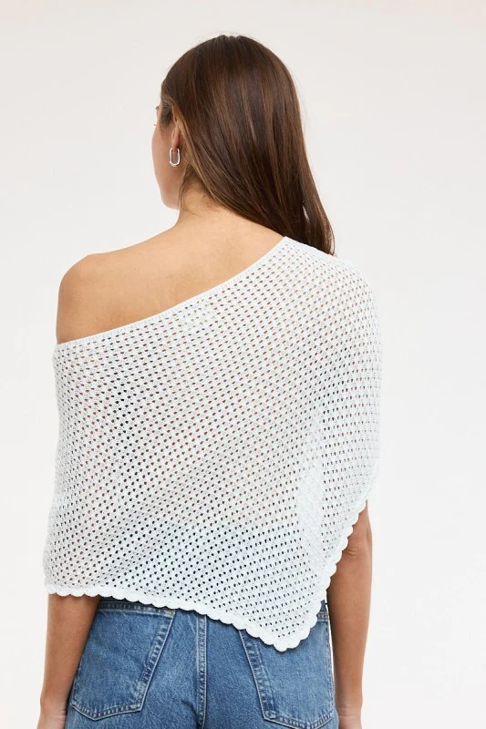 White Crochet Poncho - Image 6