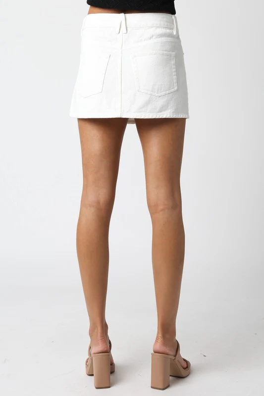 White Denim Mini Skirt - Image 5