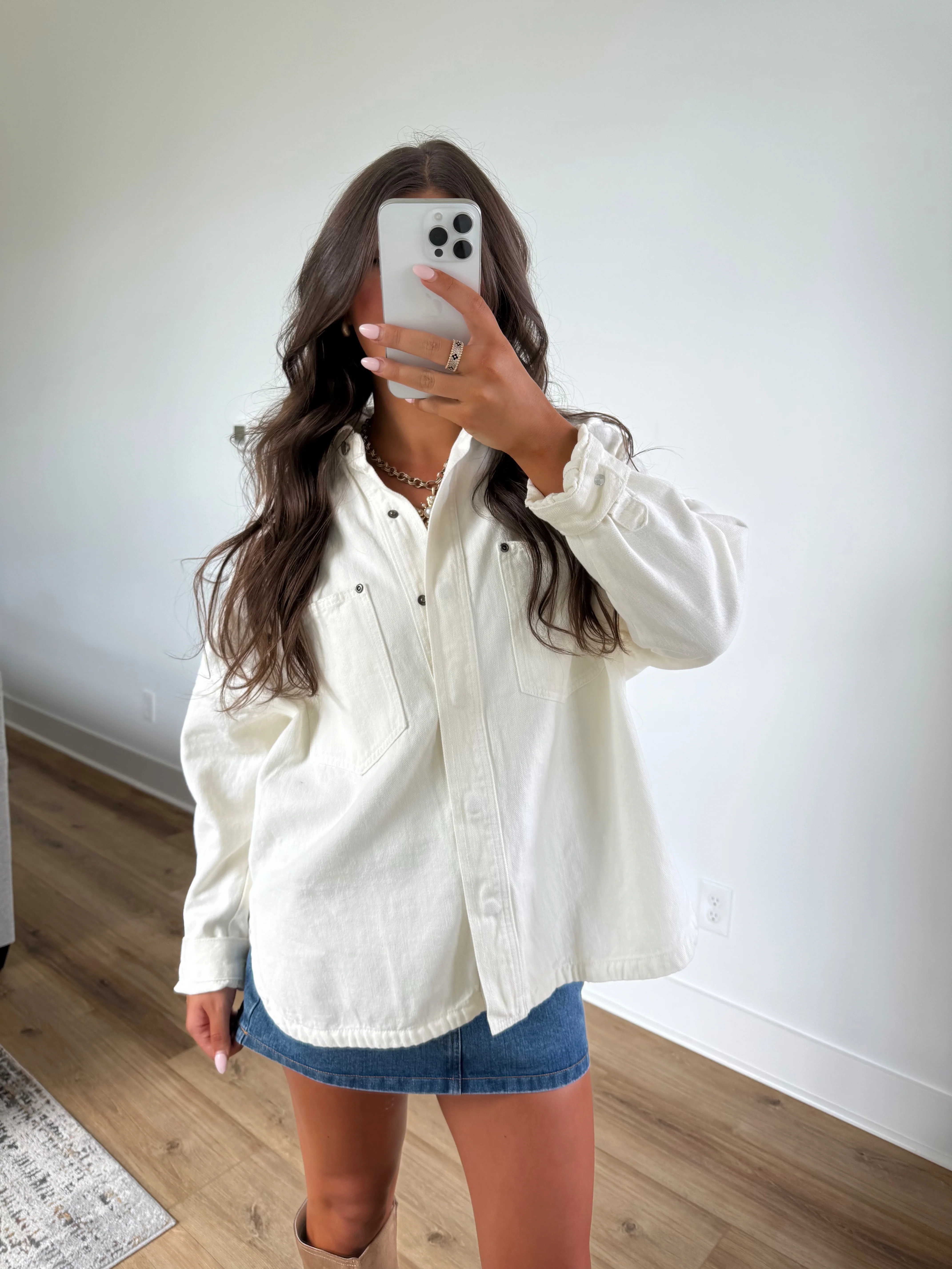 White Denim Shacket - Image 2