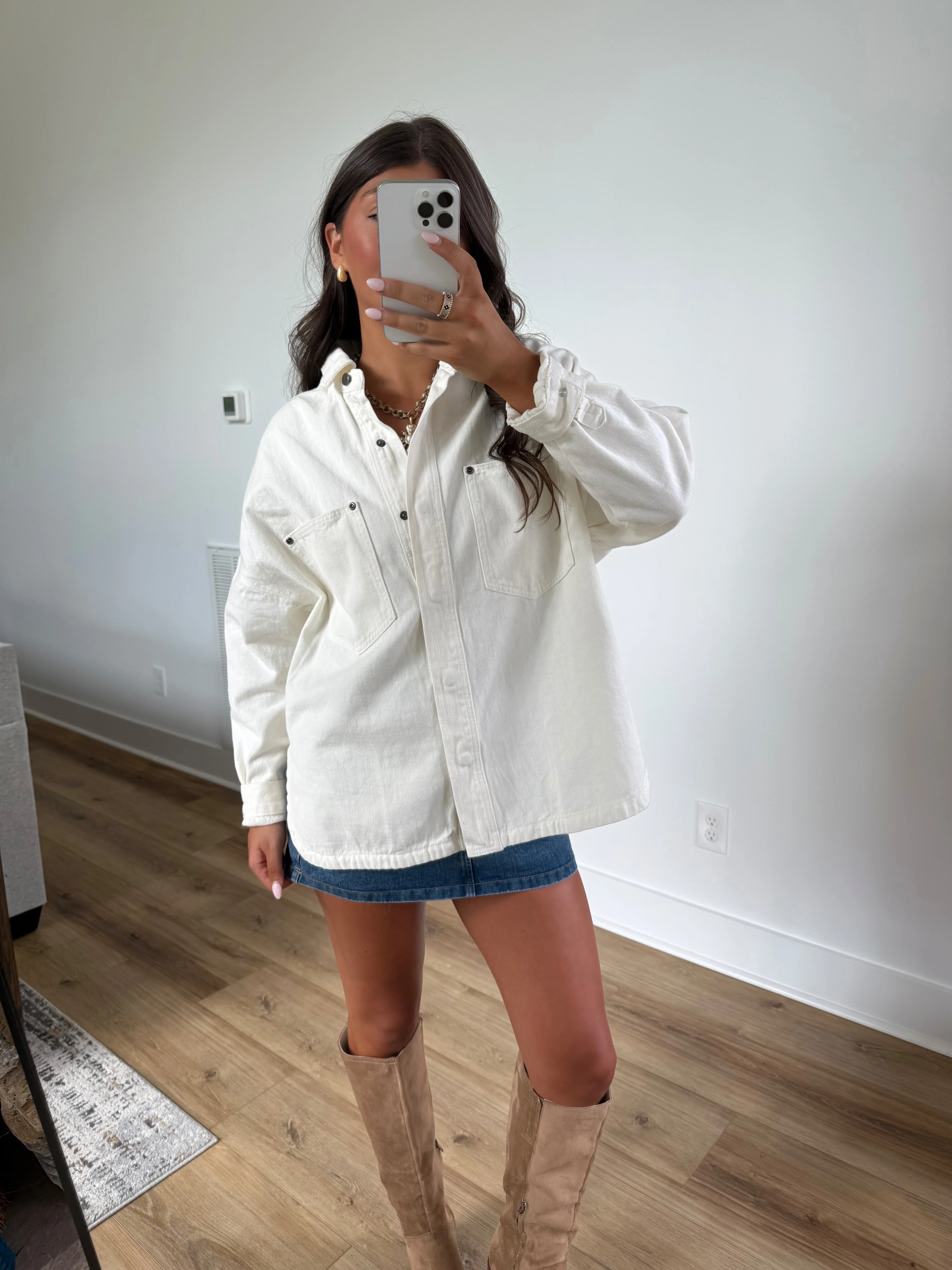 White Denim Shacket - Image 4