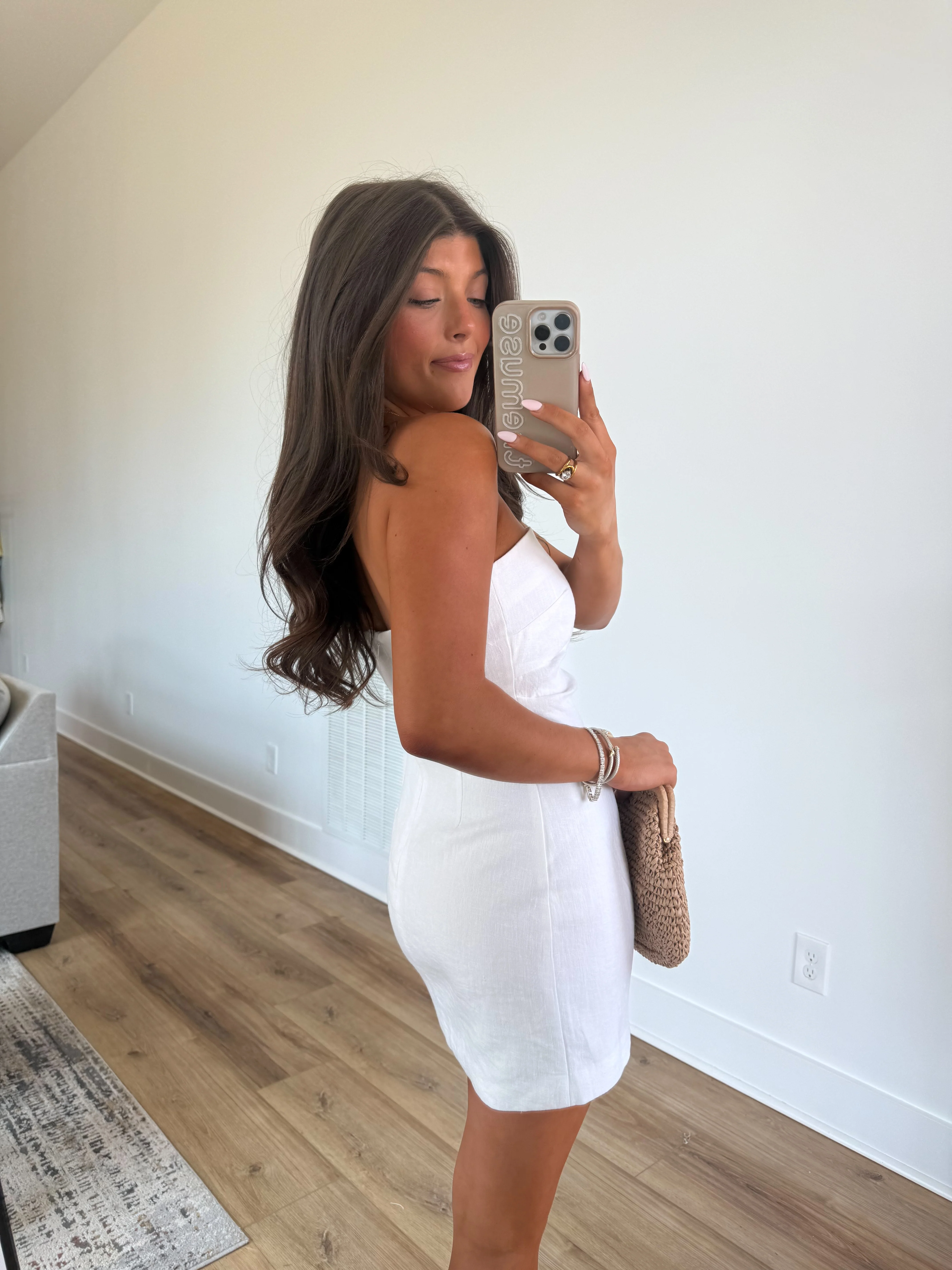 White Linen Mini Dress - Image 5