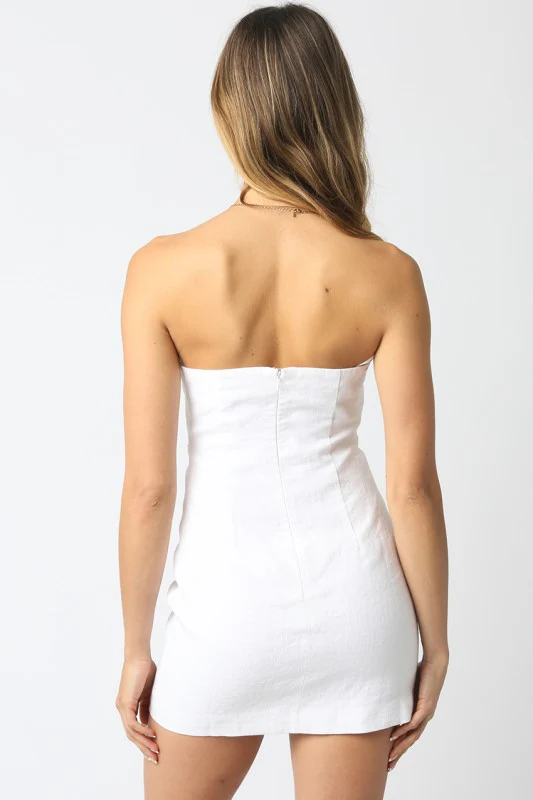 White Linen Mini Dress - Image 8
