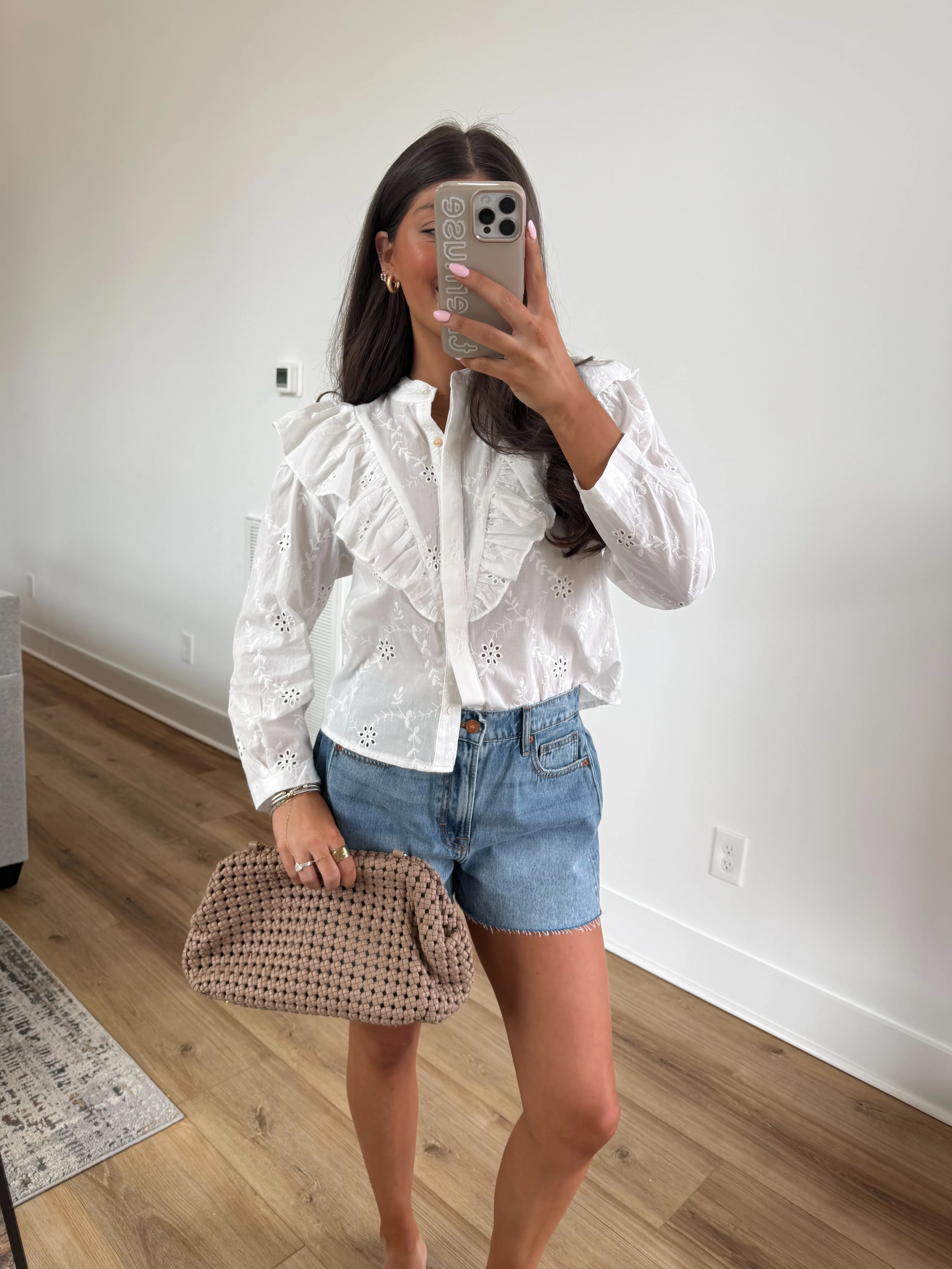 White Ruffle Eyelet Blouse - Image 2