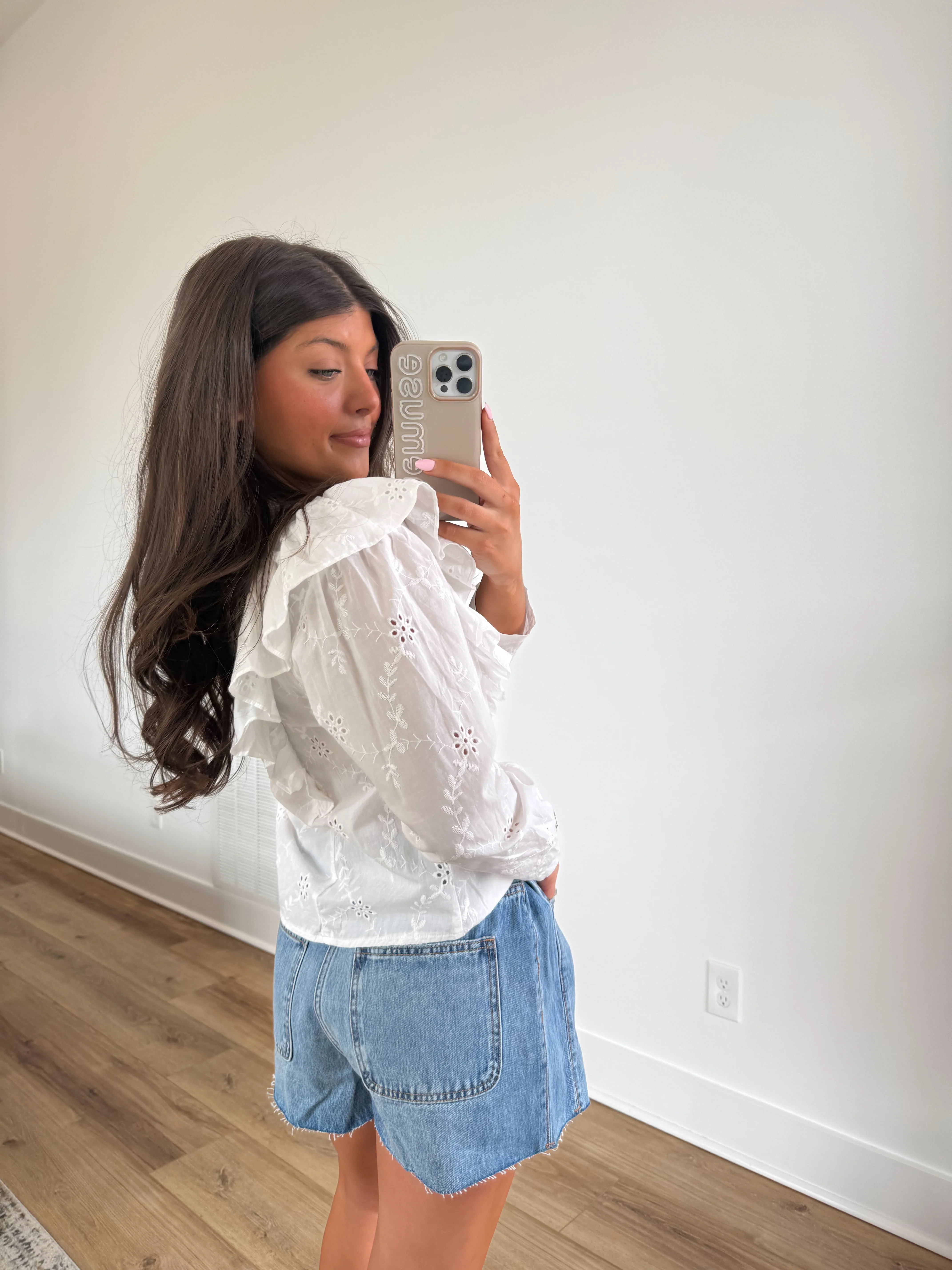 White Ruffle Eyelet Blouse - Image 3
