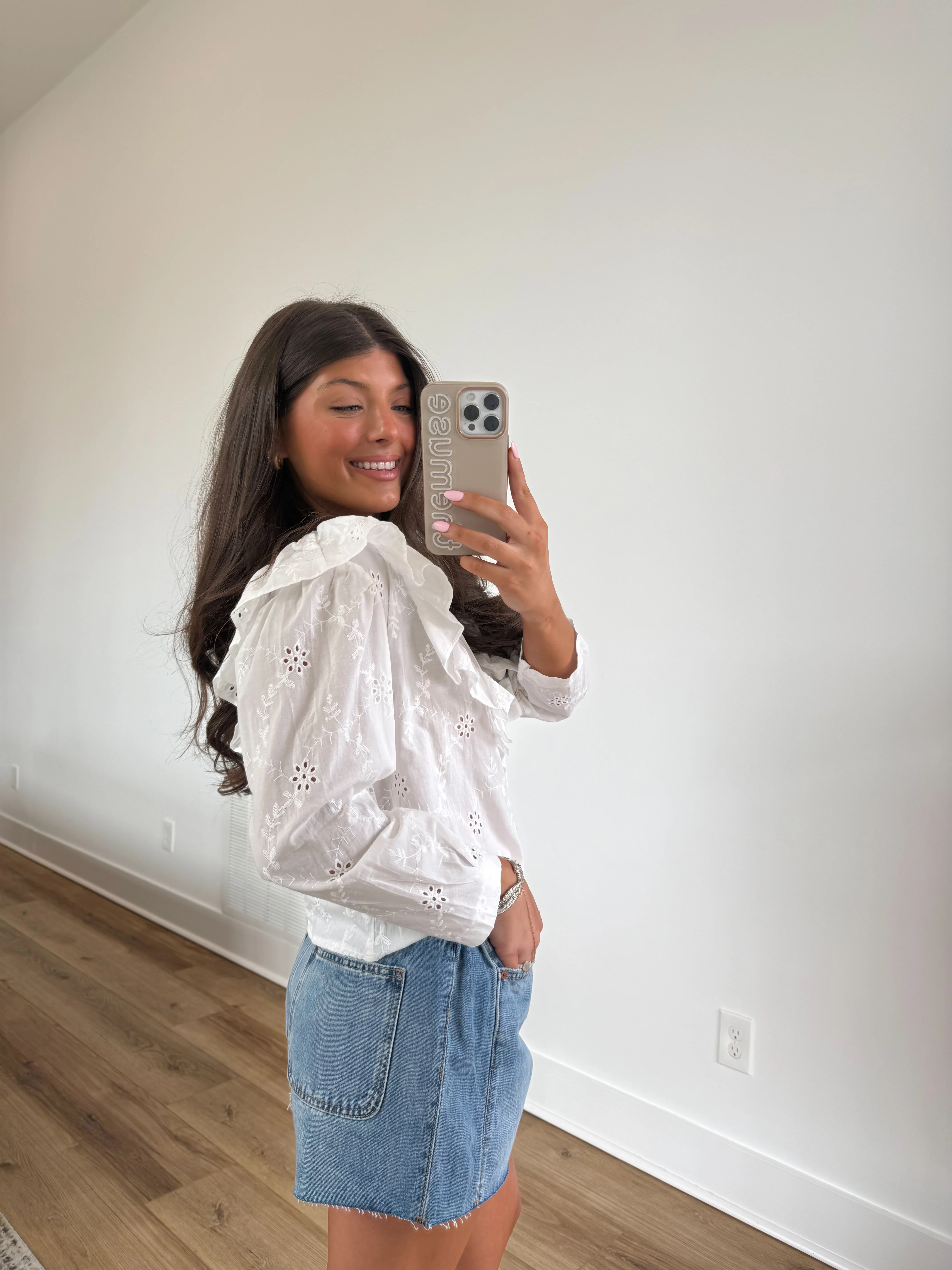 White Ruffle Eyelet Blouse - Image 4