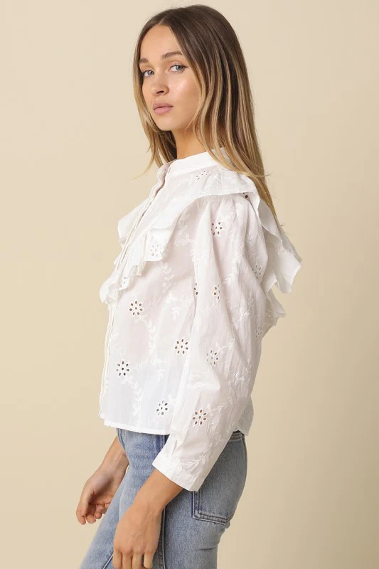White Ruffle Eyelet Blouse - Image 7