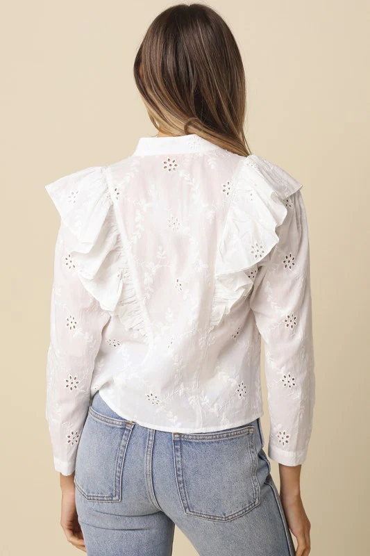 White Ruffle Eyelet Blouse - Image 8