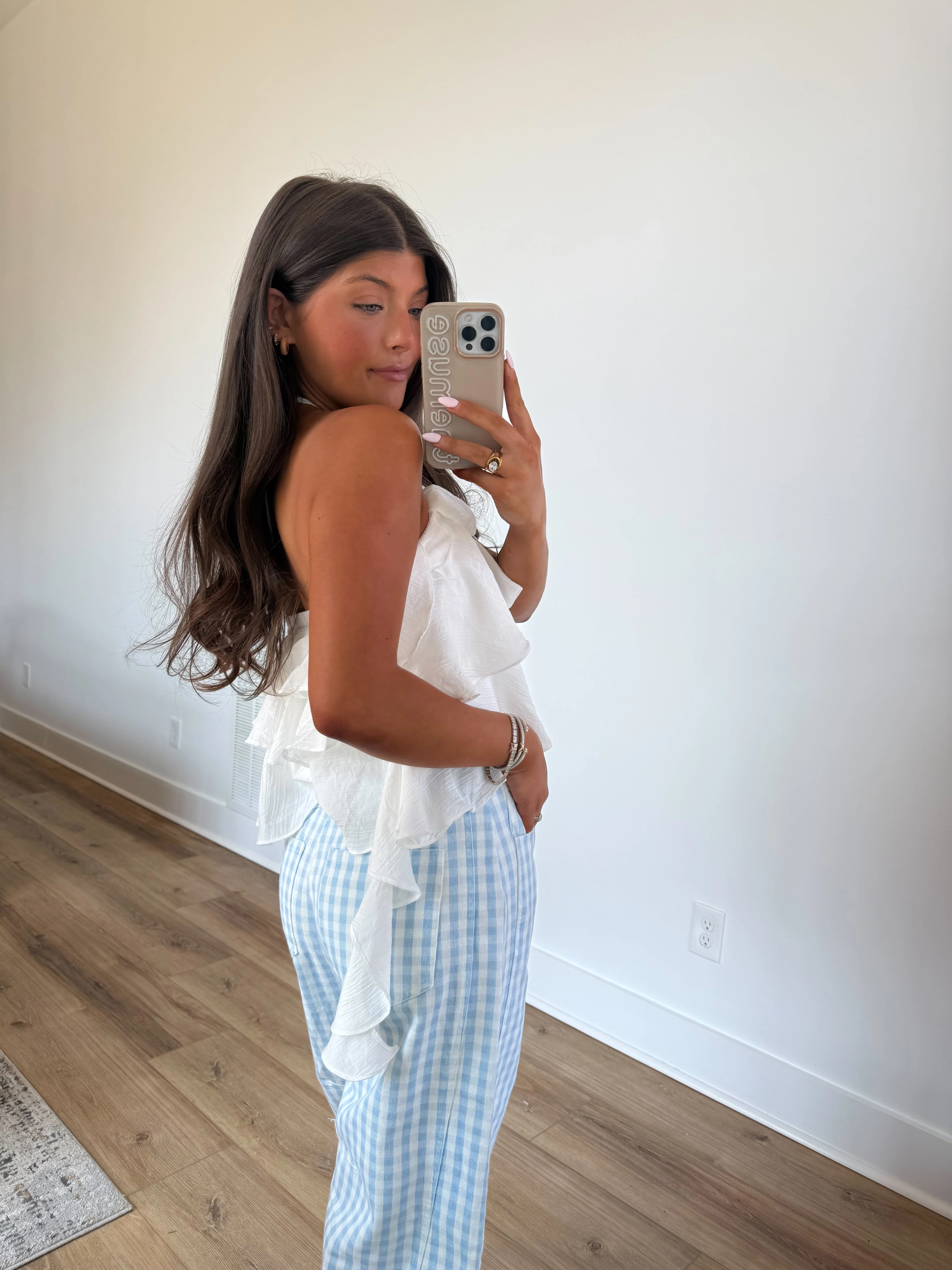 White Ruffle Halter Top - Image 3