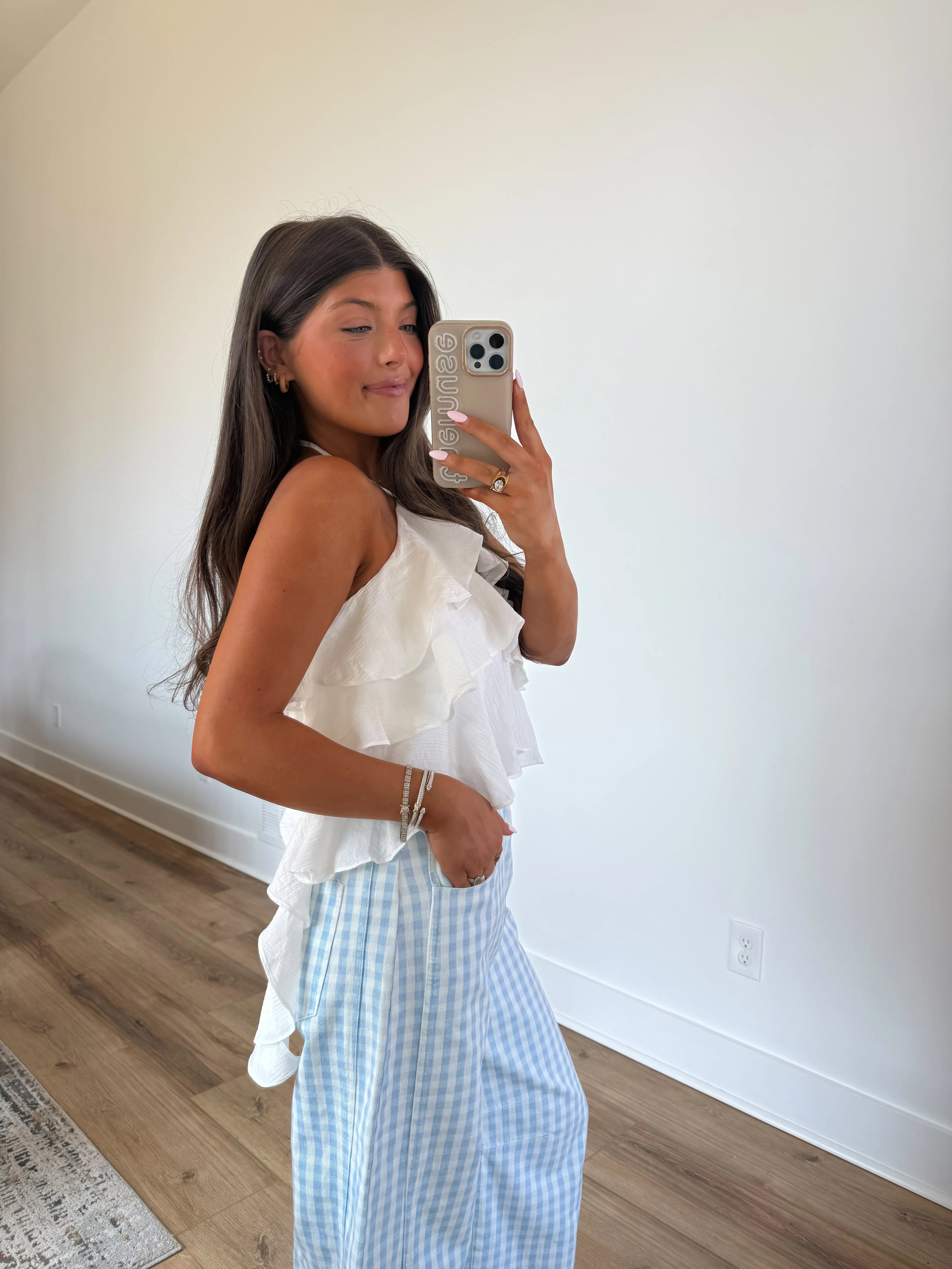 White Ruffle Halter Top - Image 4