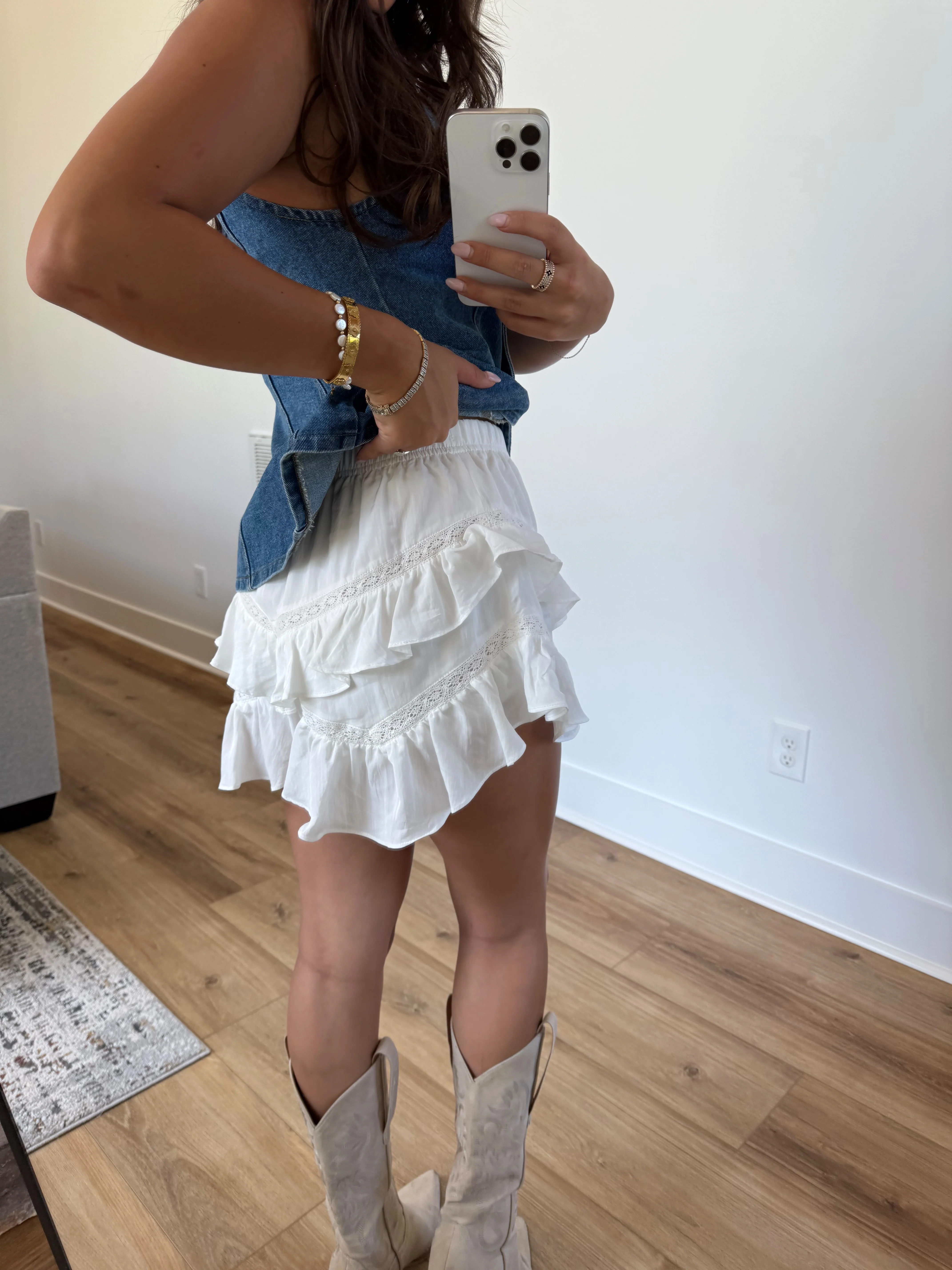 White Ruffle Lace Shorts - Image 7