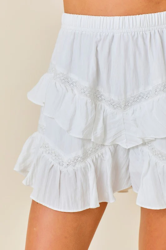 White Ruffle Lace Shorts - Image 9