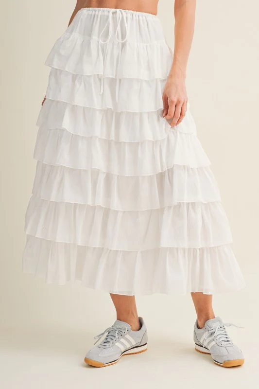 White Ruffle Maxi Skirt - Image 4