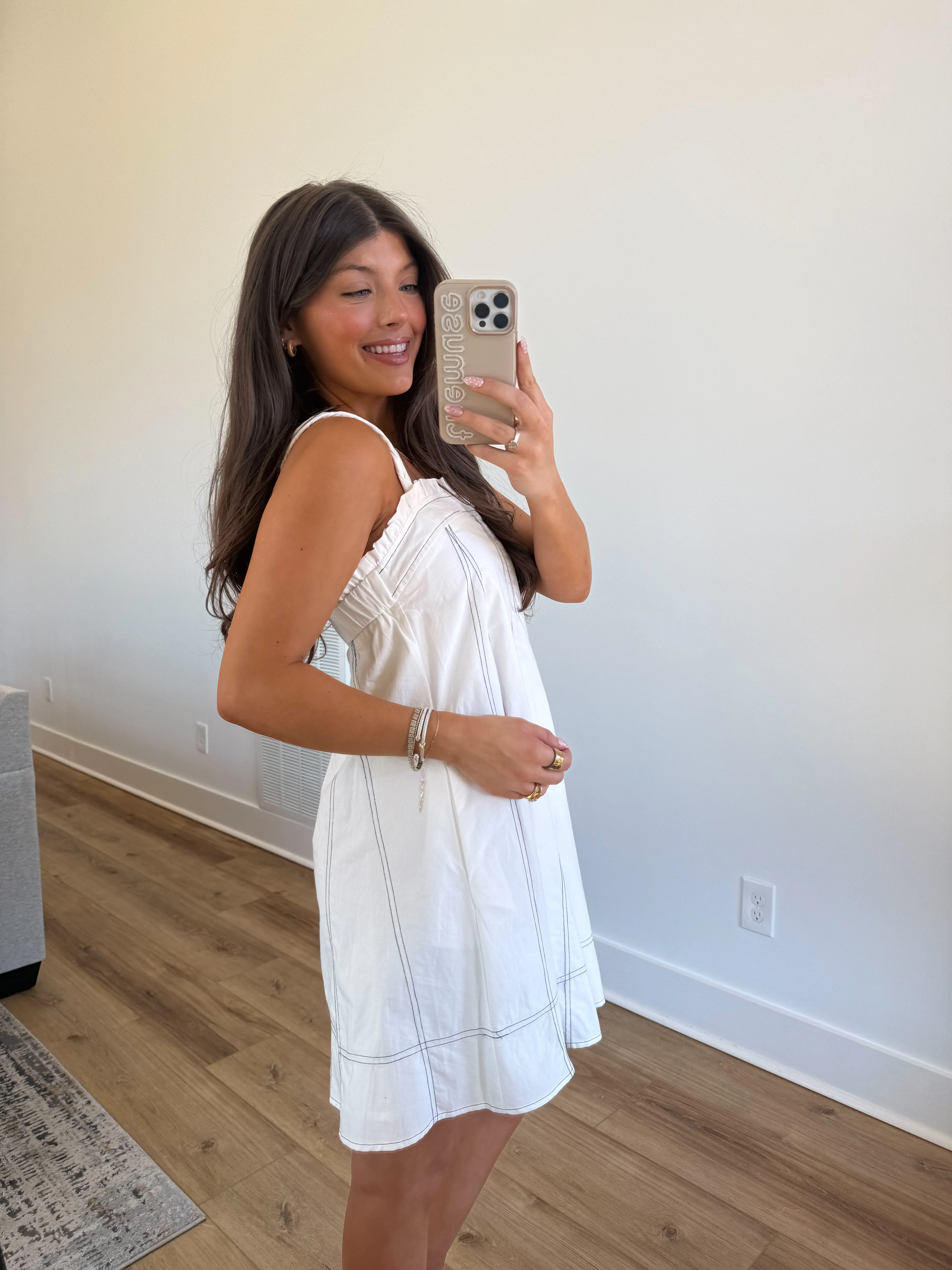 White Stitch Swing Dress - Image 3