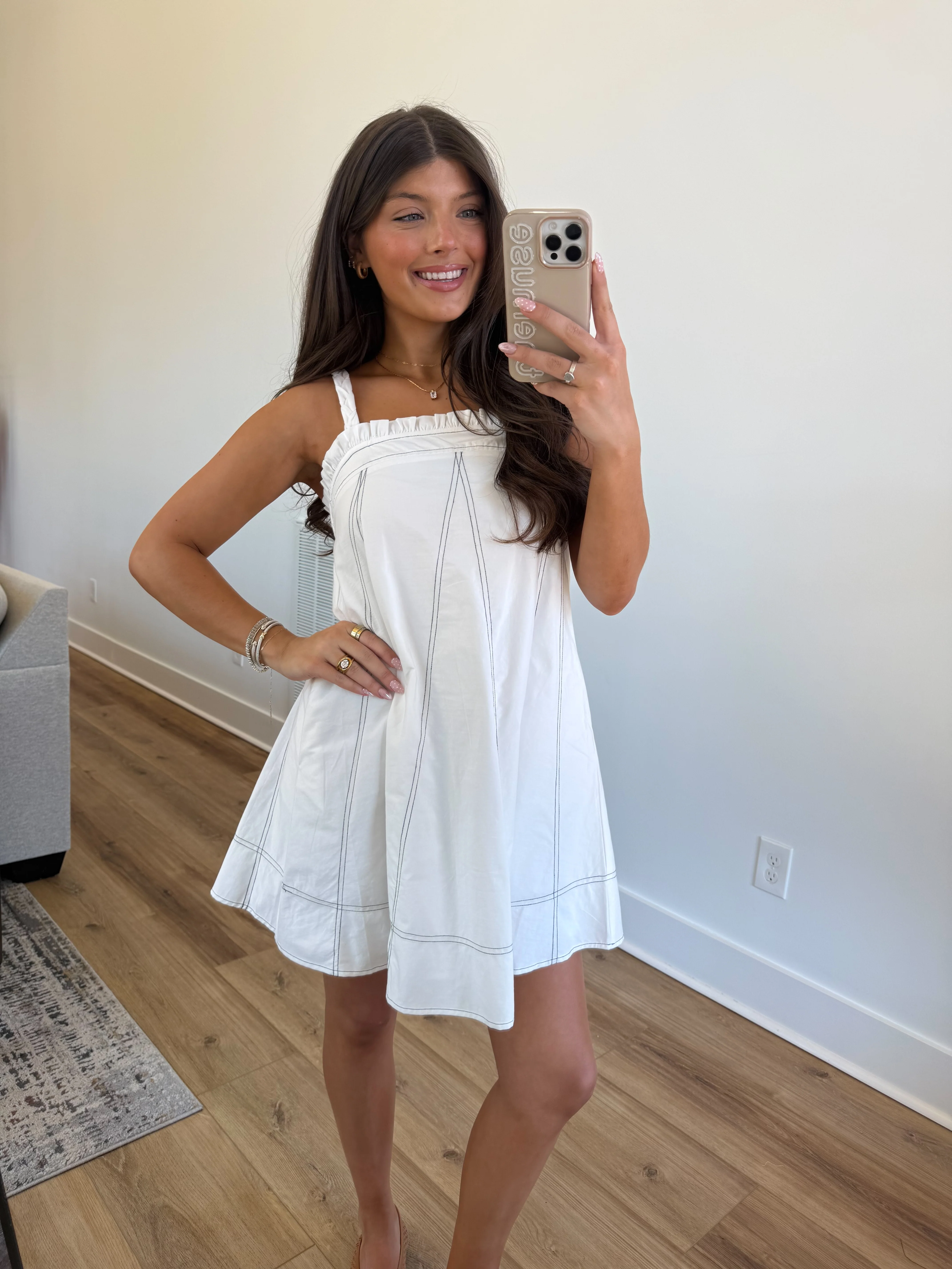 White Stitch Swing Dress - Image 4