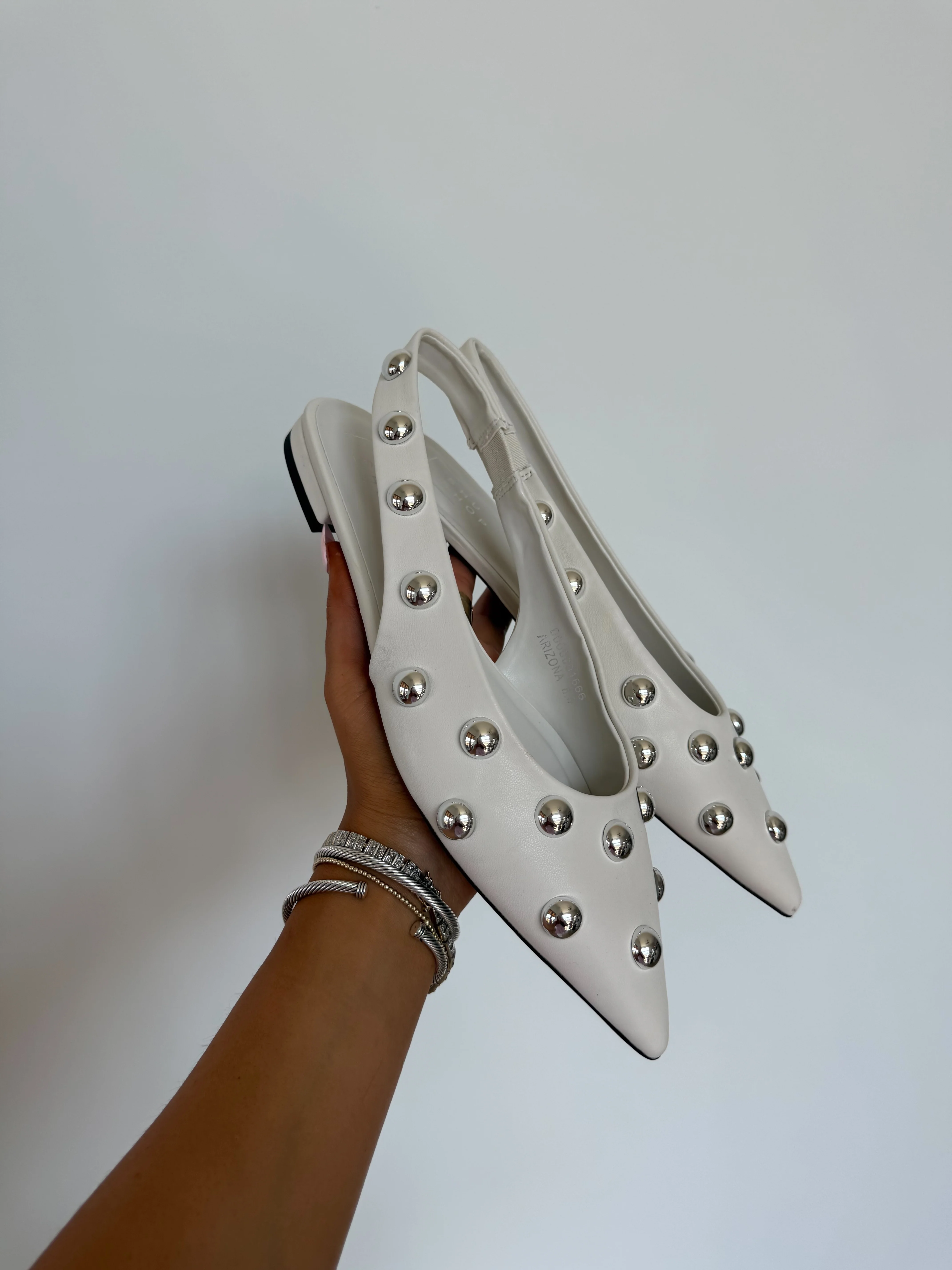 White Stud Sling Back - Image 2