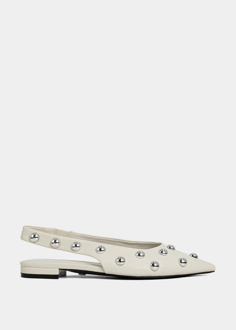 White Stud Sling Back - Image 3