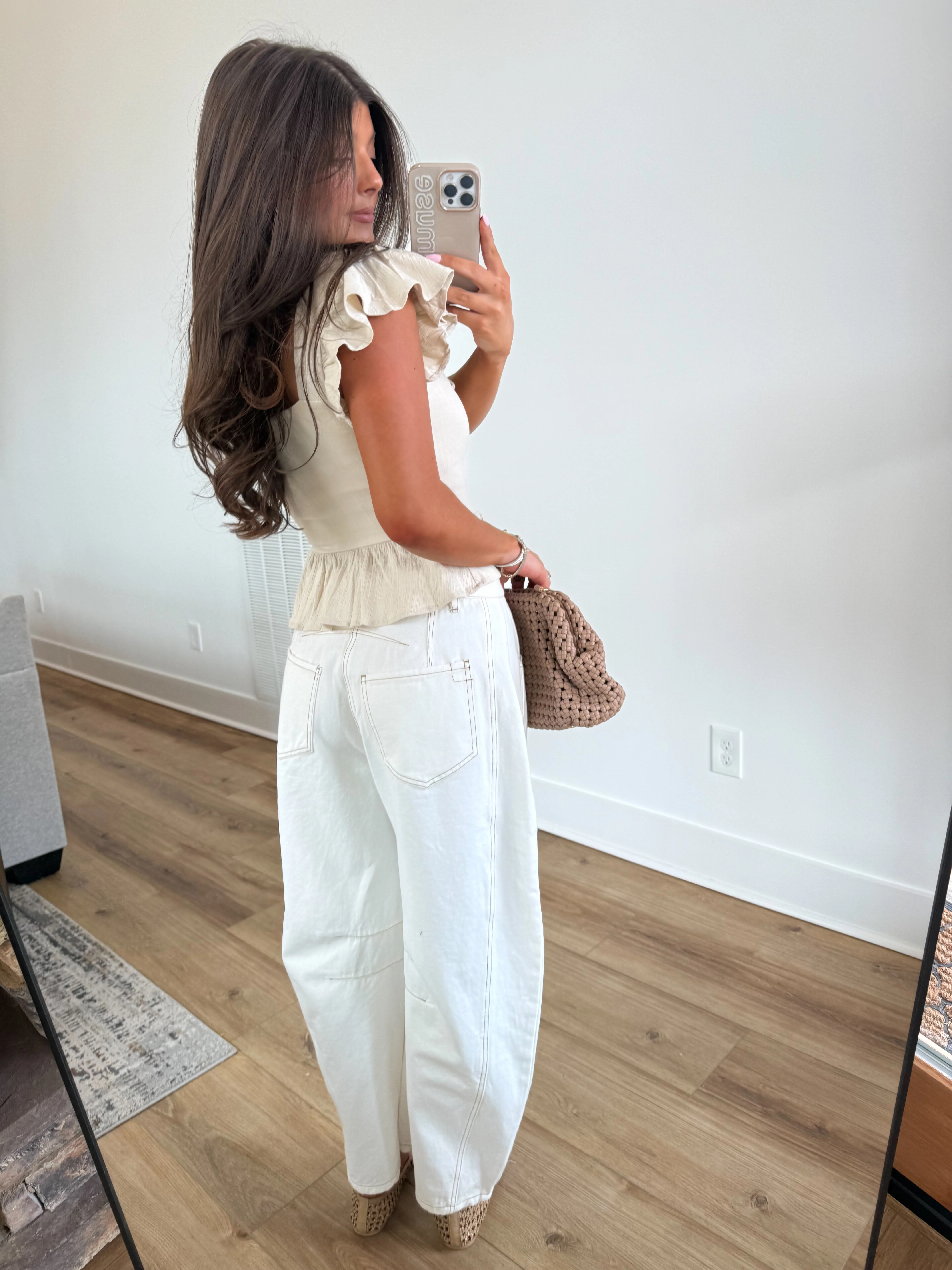 White Summer Barrel Jeans (Restock) - Image 3