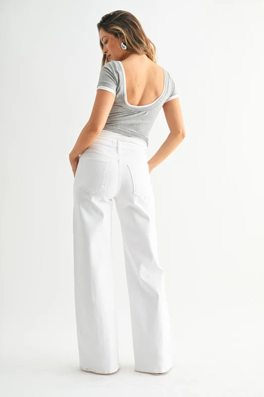 White Wide Leg Jeans - Image 7
