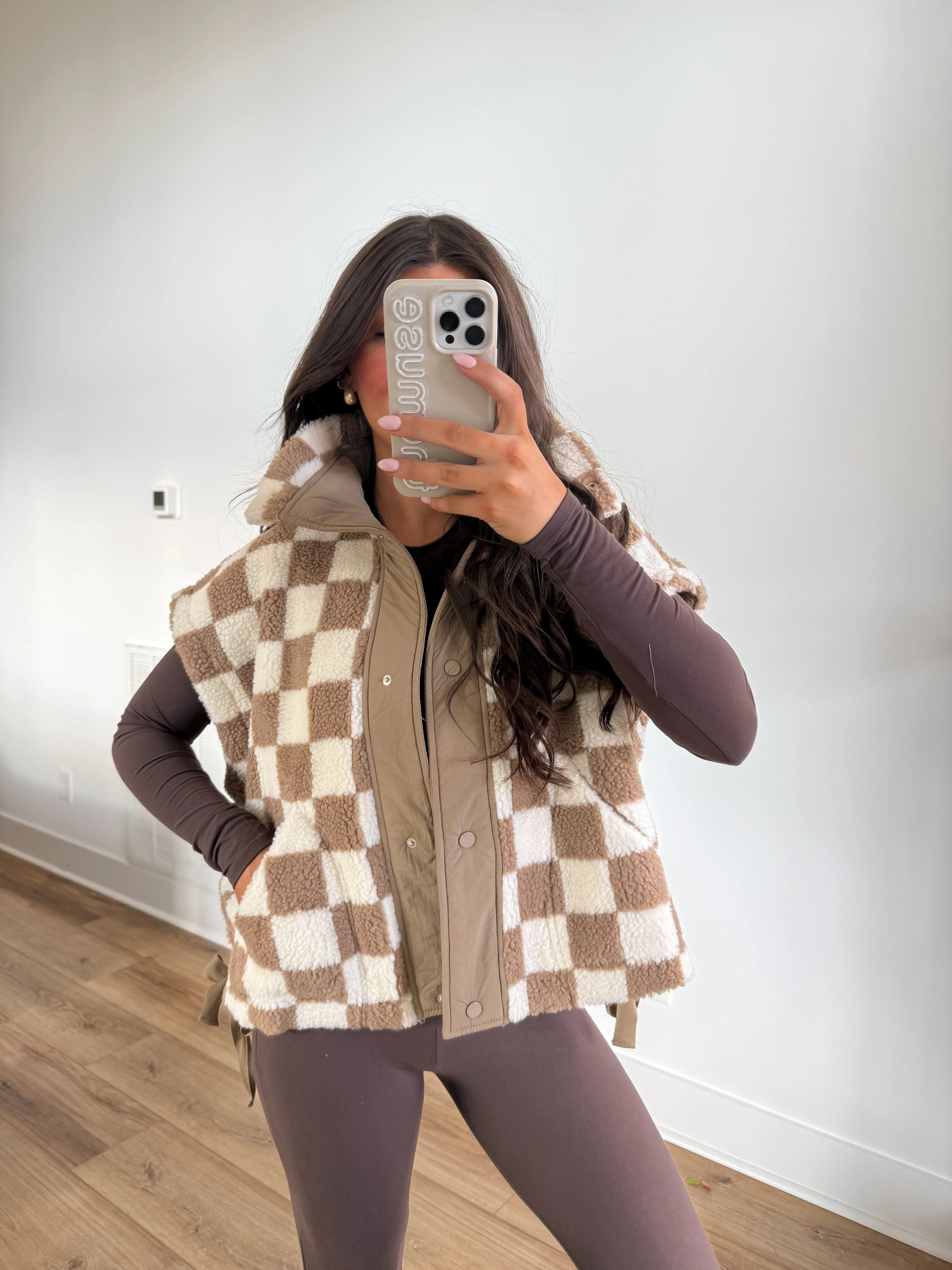 Winter Check Sherpa Vest (Restock) - Image 2