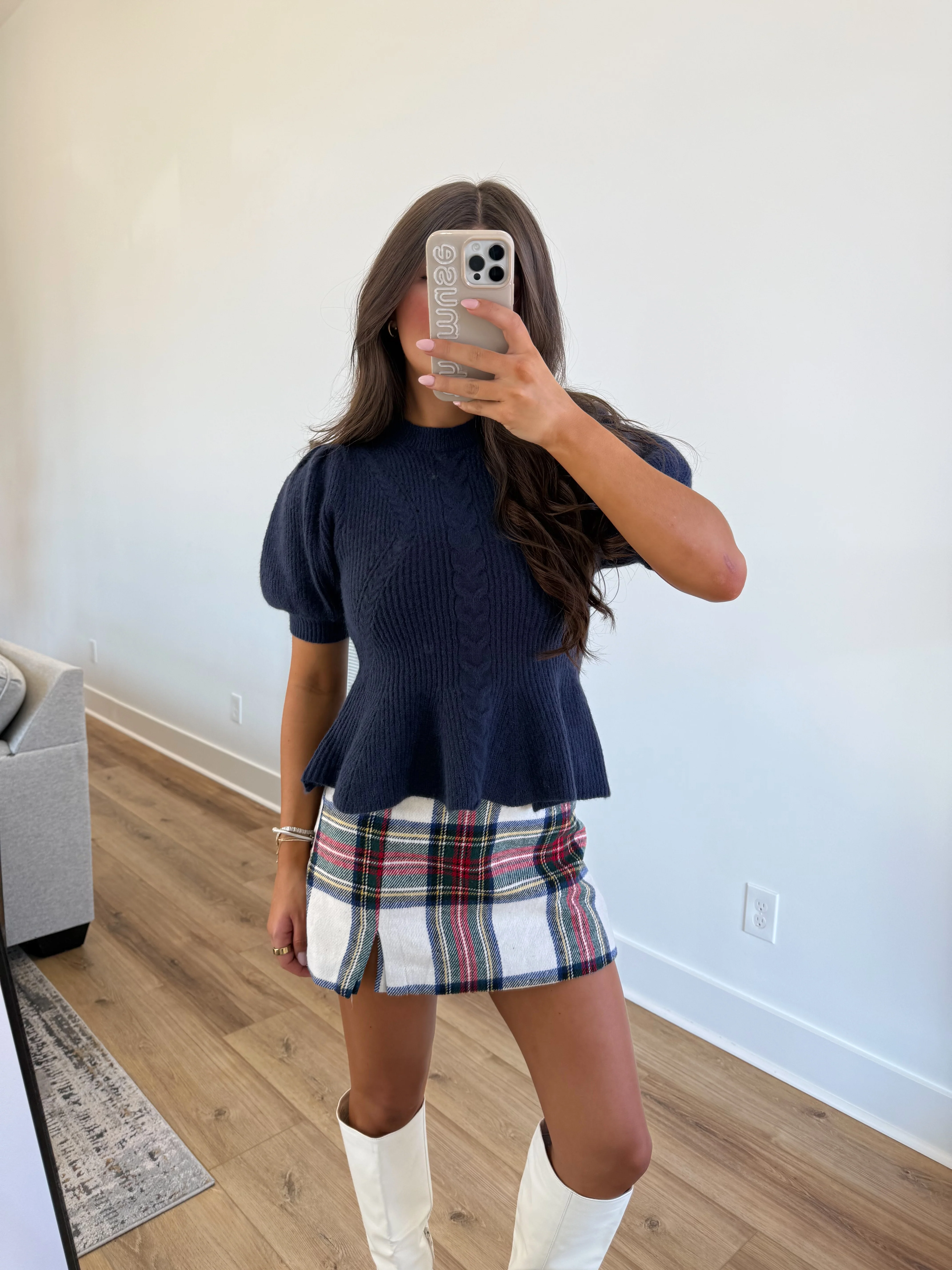 Winter Navy Peplum Sweater - Image 2