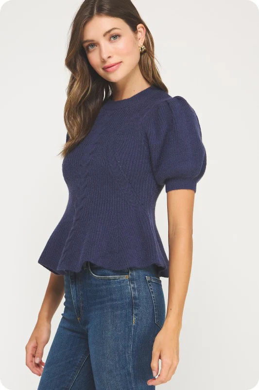 Winter Navy Peplum Sweater - Image 5