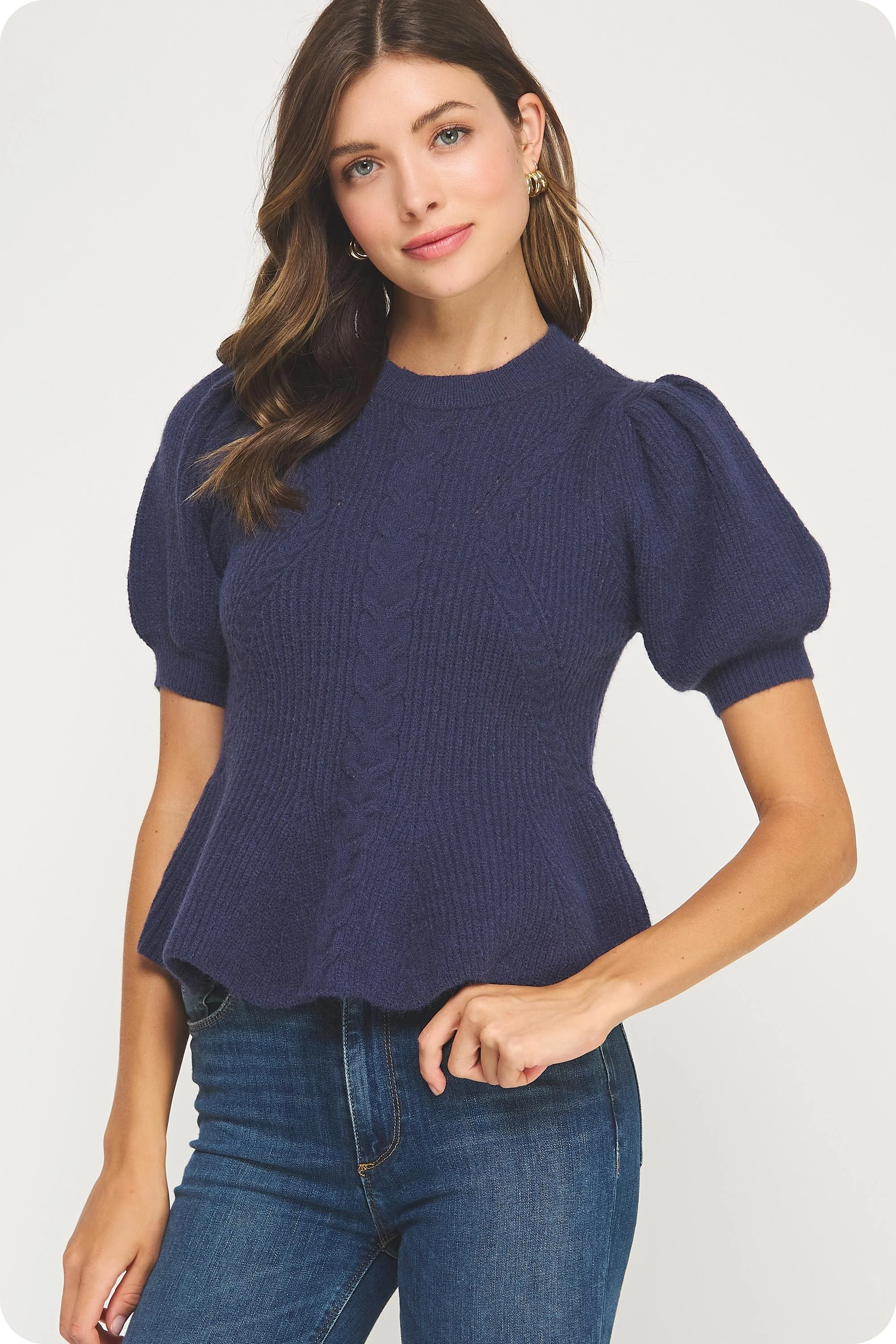 Winter Navy Peplum Sweater - Image 6