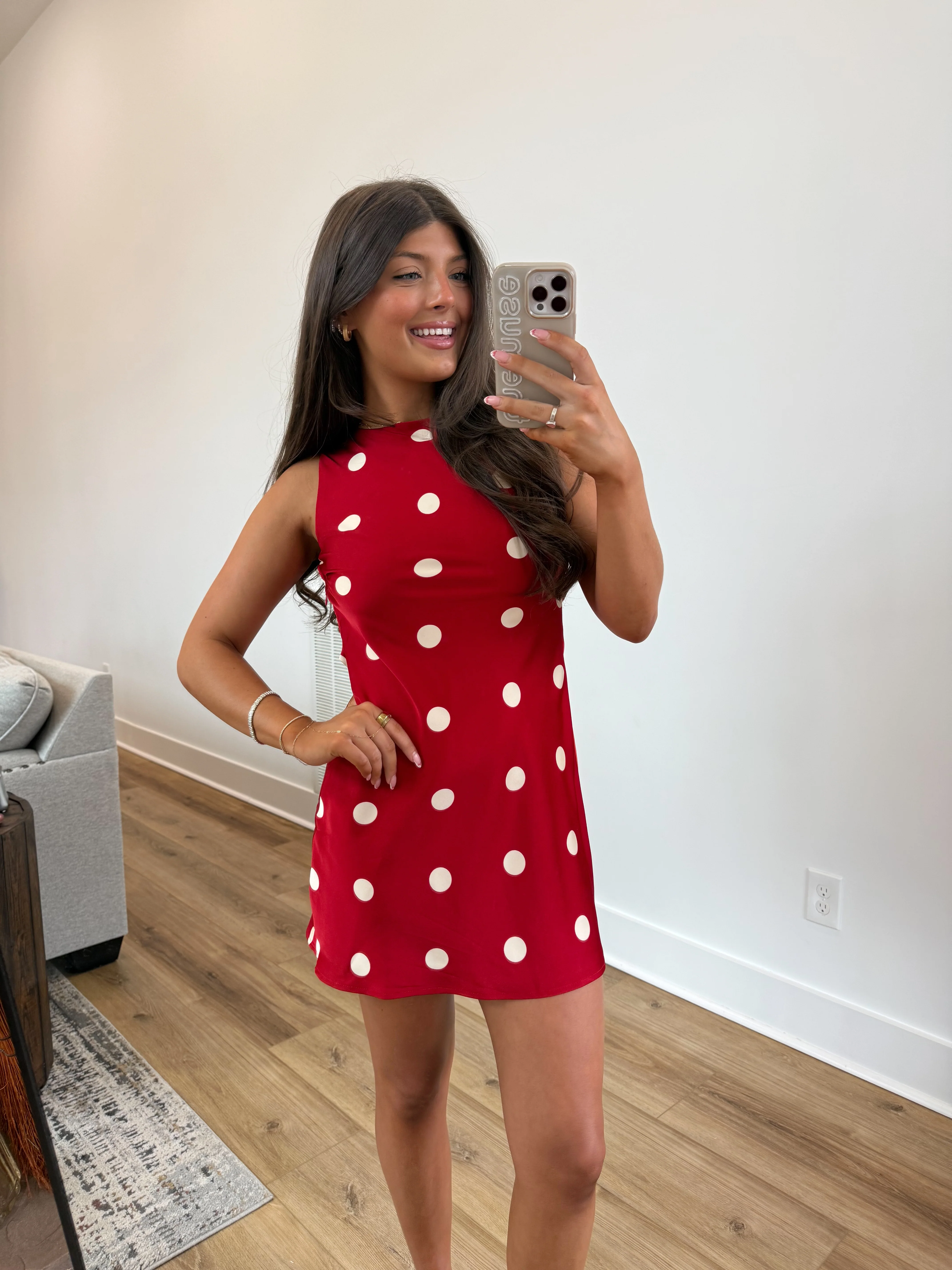 With Love Mini Dress (Red/Cream) - Image 3