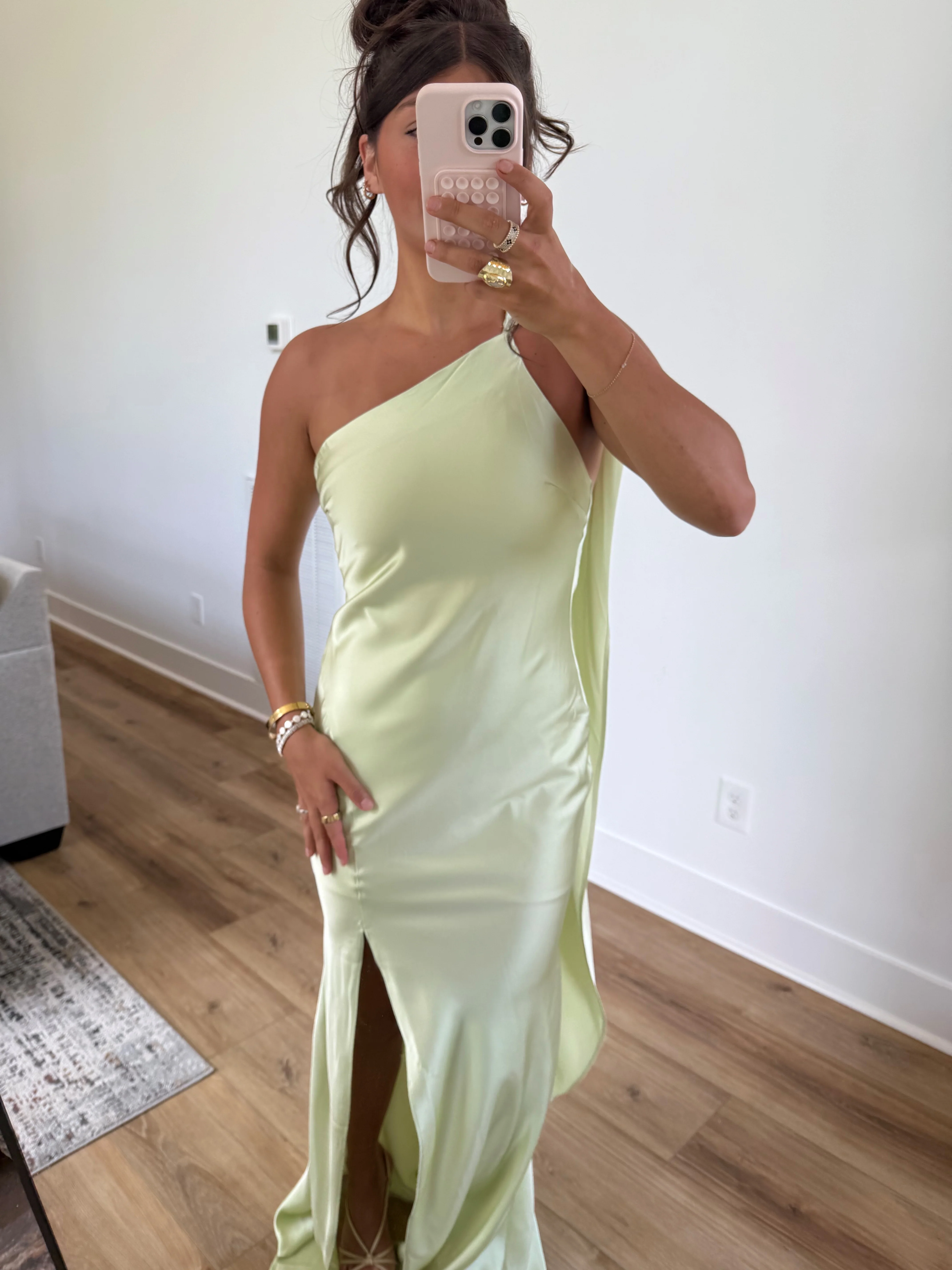 Wrapped in Satin Maxi Dress (Green) - Image 3