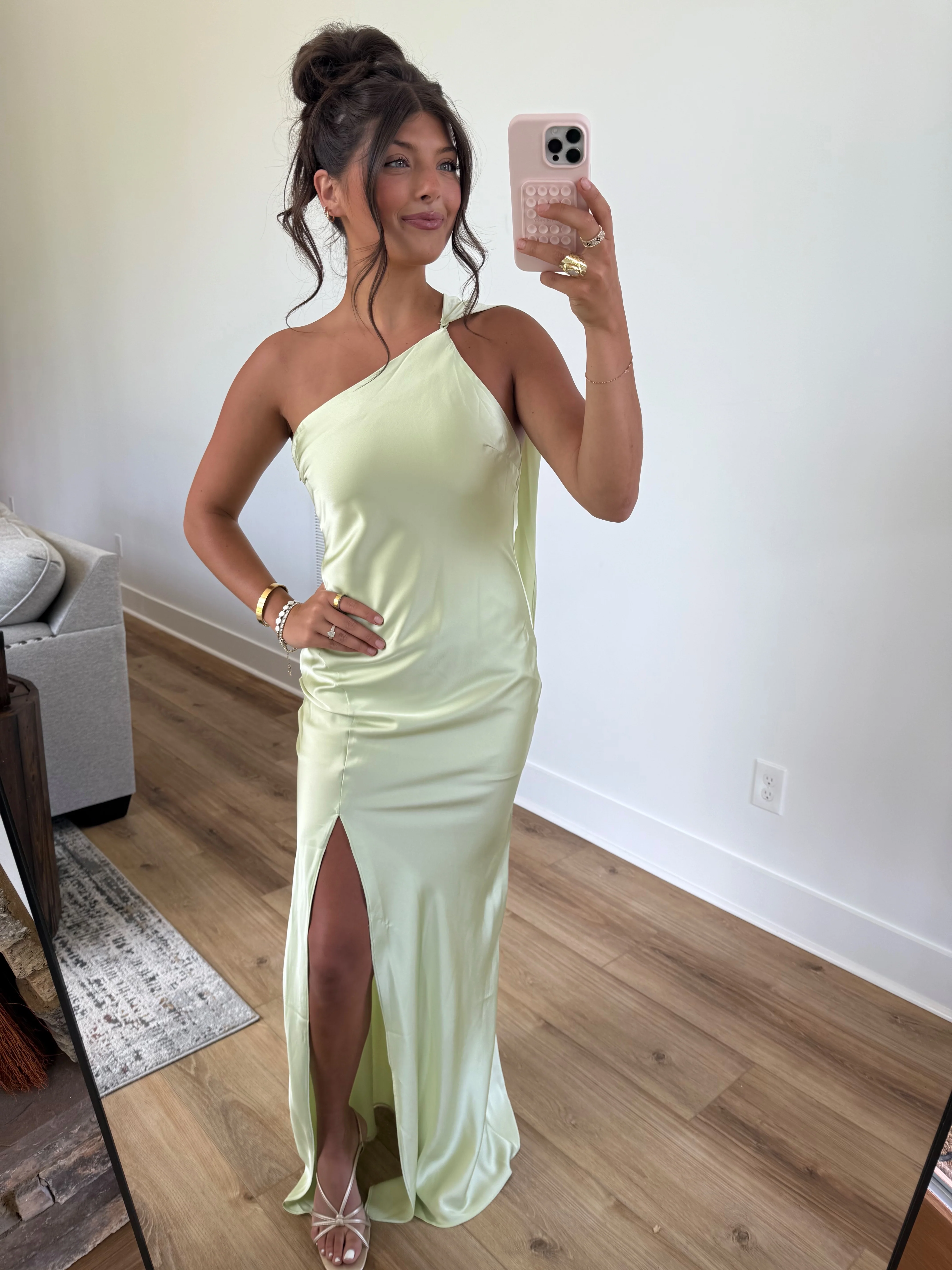 Wrapped in Satin Maxi Dress (Green) - Image 4
