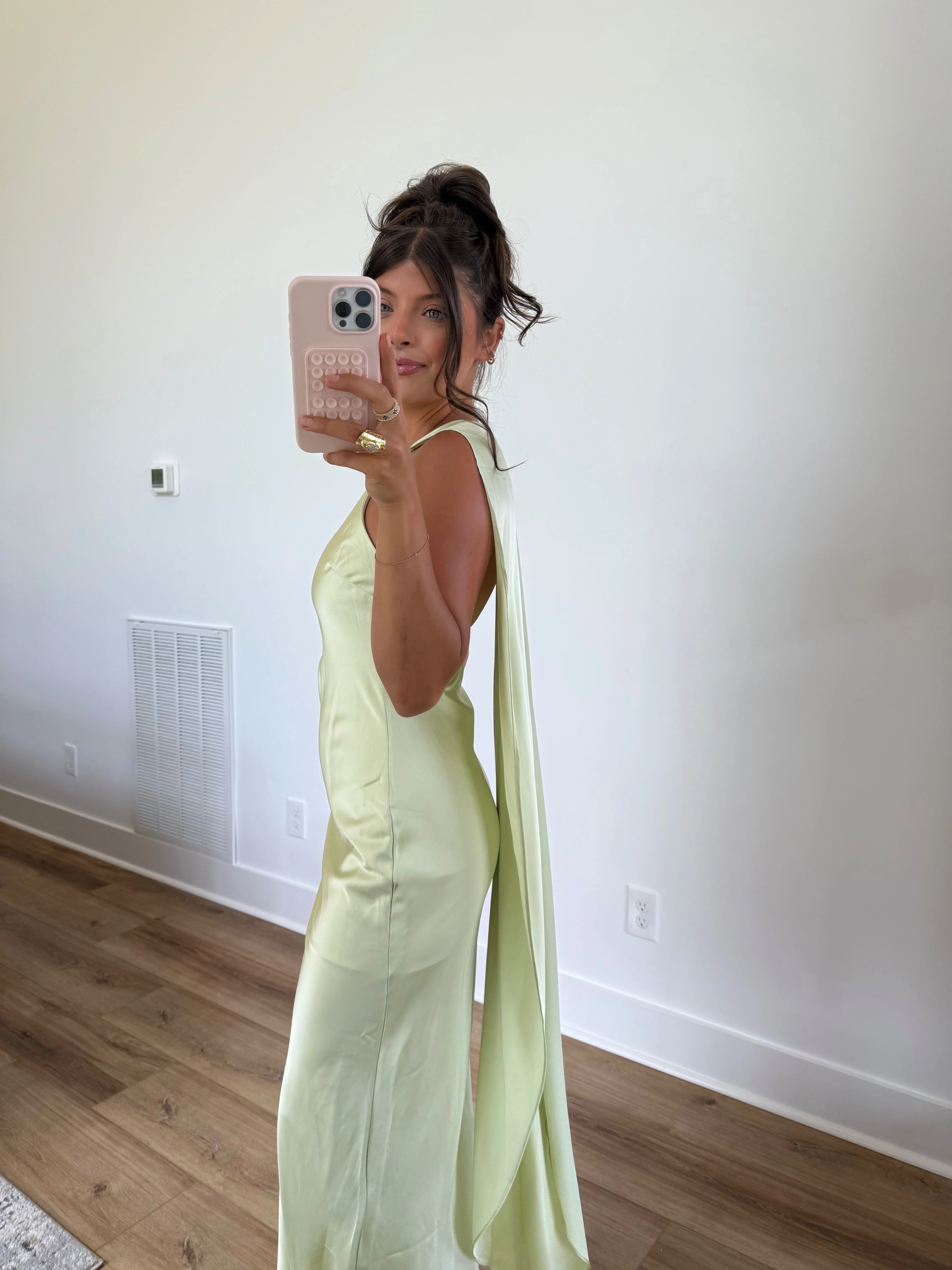 Wrapped in Satin Maxi Dress (Green) - Image 5