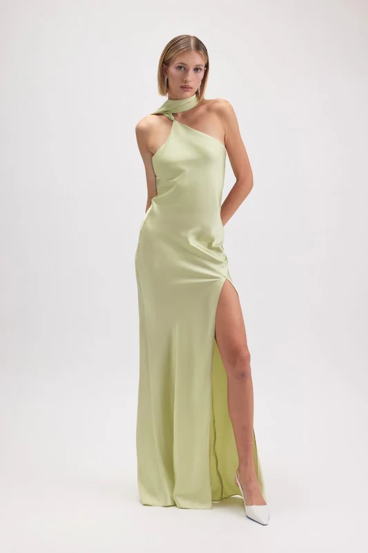 Wrapped in Satin Maxi Dress (Green) - Image 6