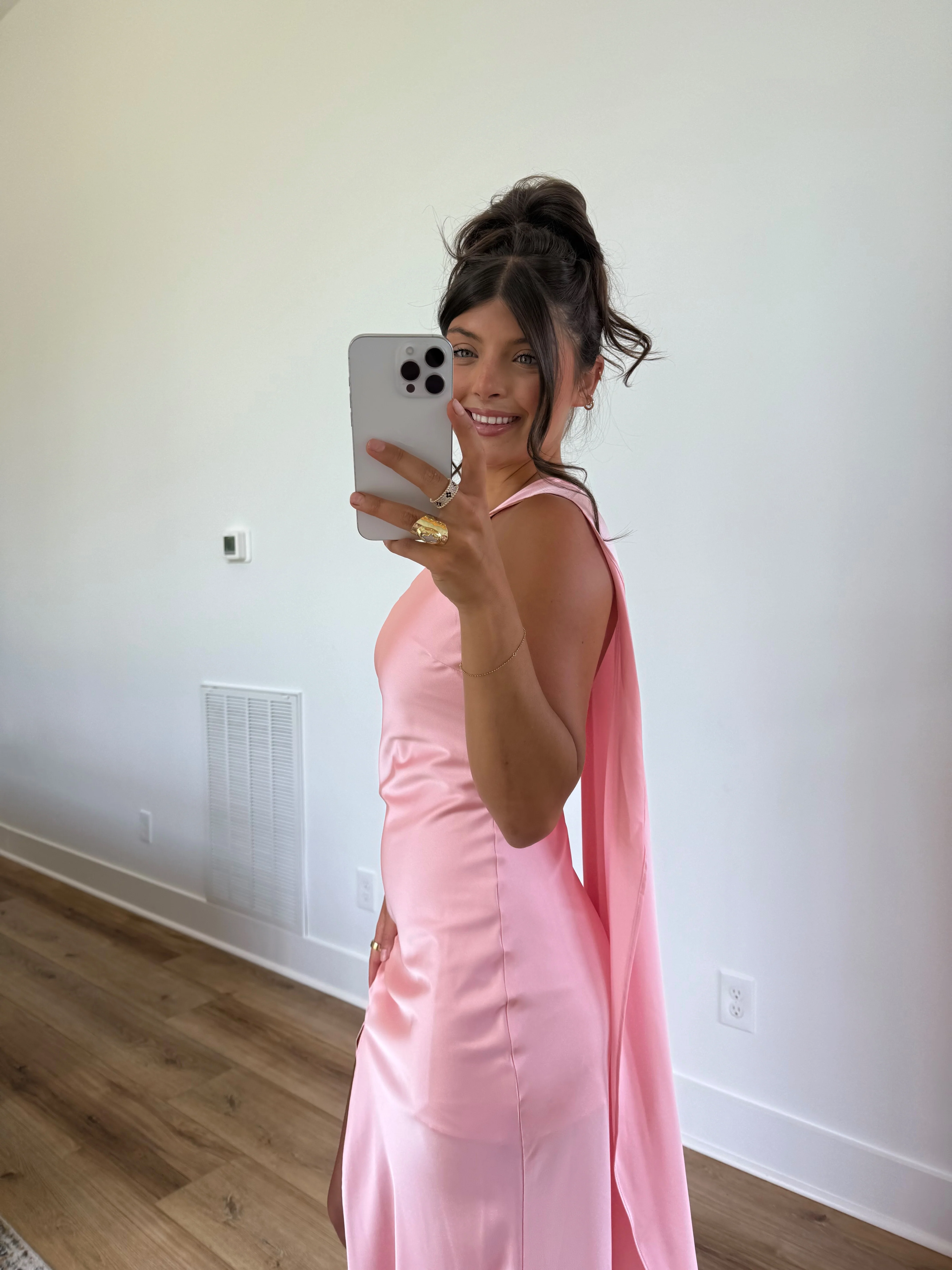 Wrapped in Satin Maxi Dress (Pink) - Image 3