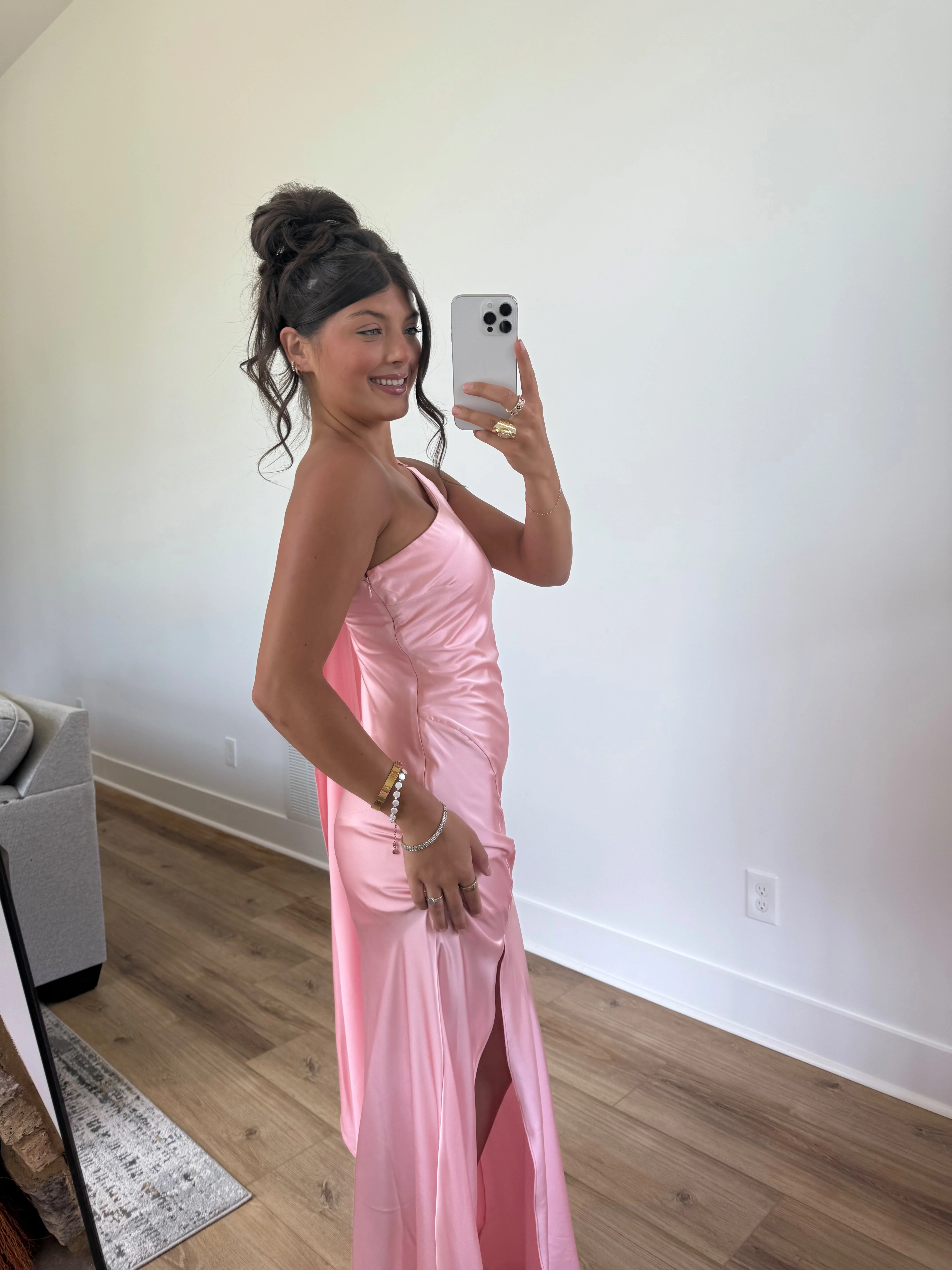 Wrapped in Satin Maxi Dress (Pink) - Image 4