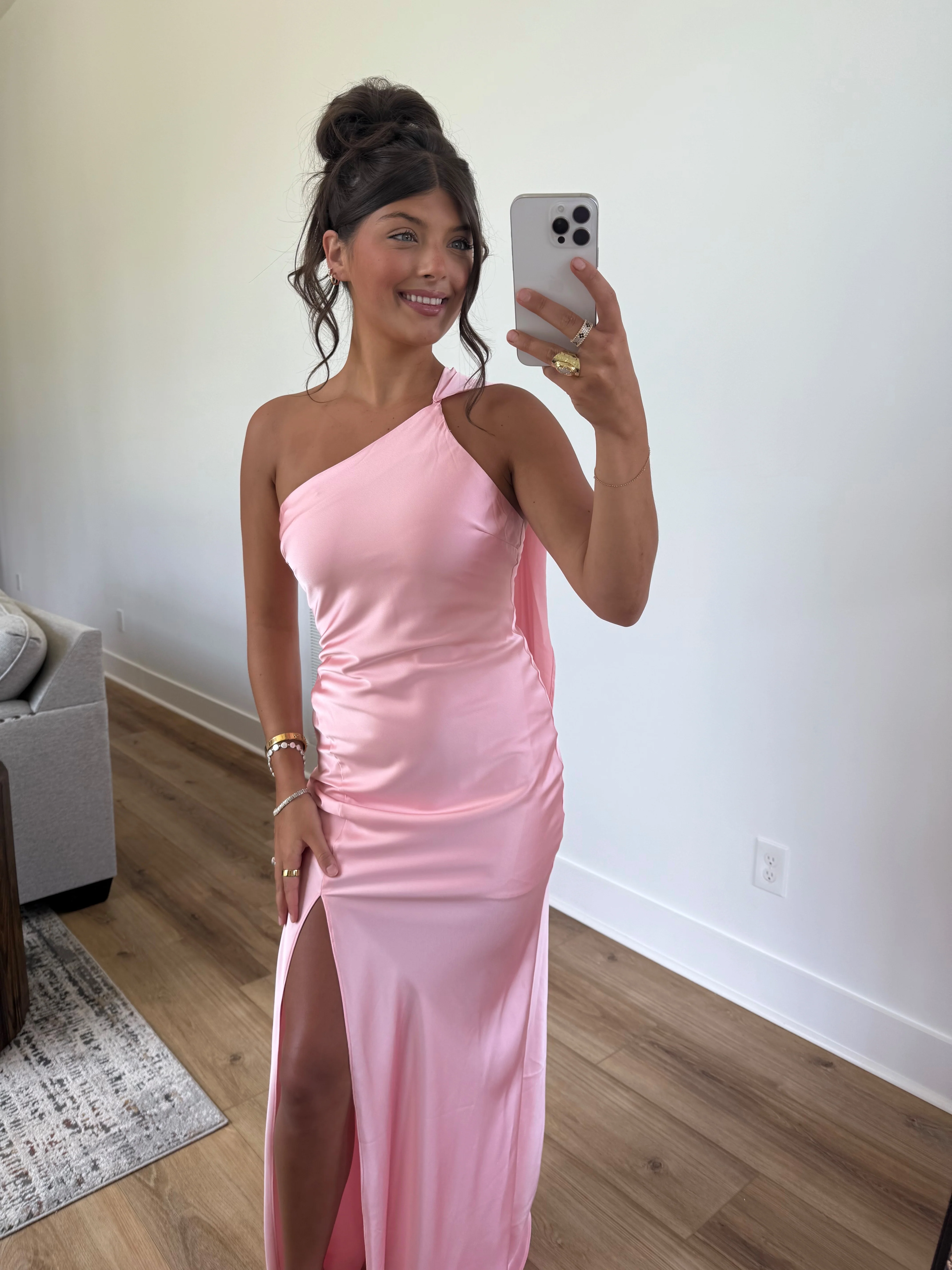 Wrapped in Satin Maxi Dress (Pink) - Image 5