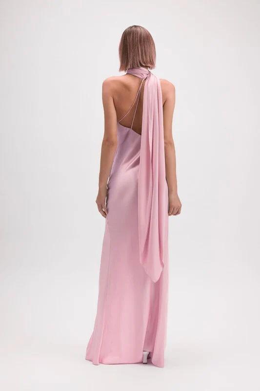 Wrapped in Satin Maxi Dress (Pink) - Image 6