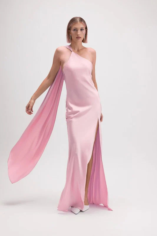 Wrapped in Satin Maxi Dress (Pink) - Image 7