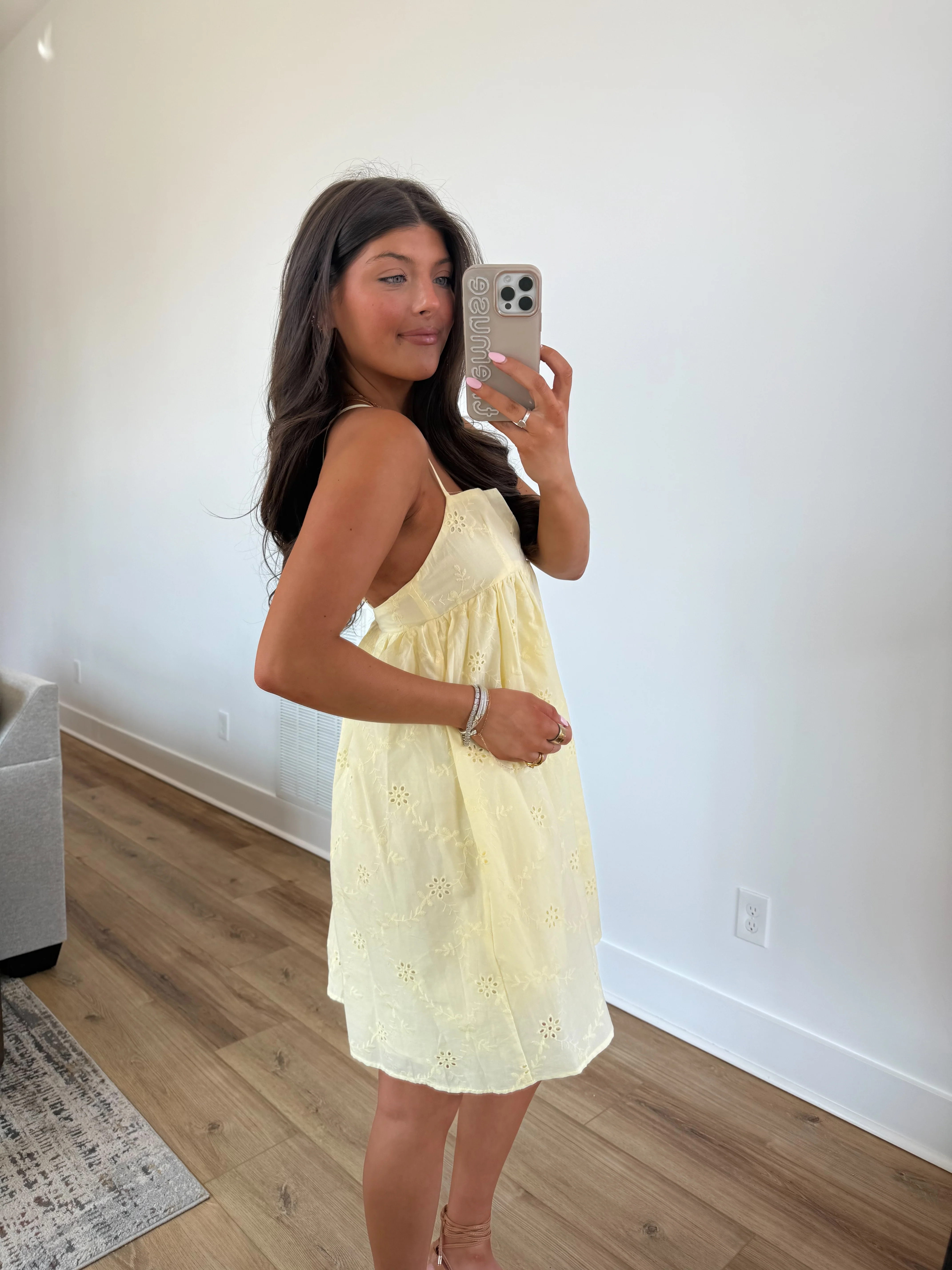 Yellow Eyelet Sundress - Image 3