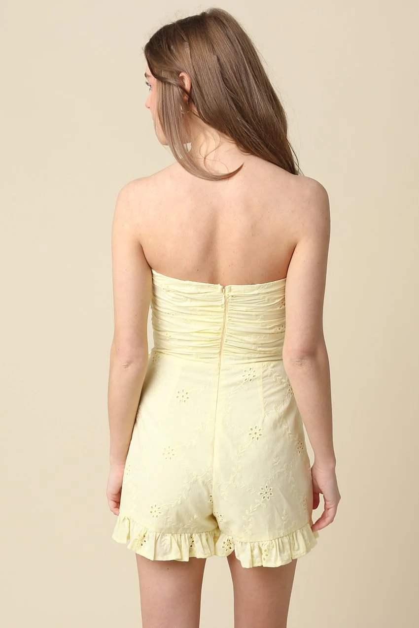 Yellow Eyelet Wrap Romper - Image 8
