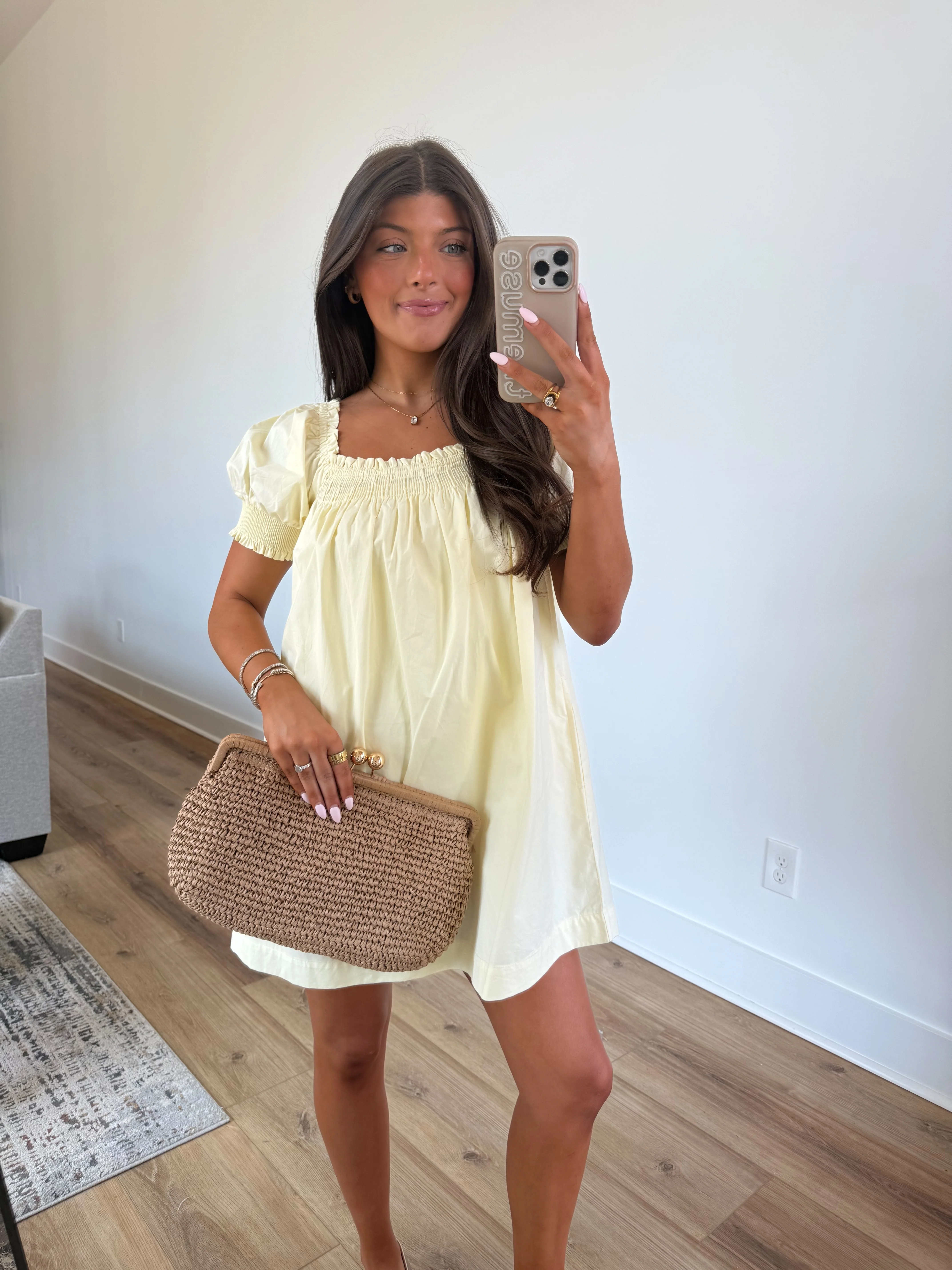 Yellow Smocked Babydoll Dress (Restock) - Image 2