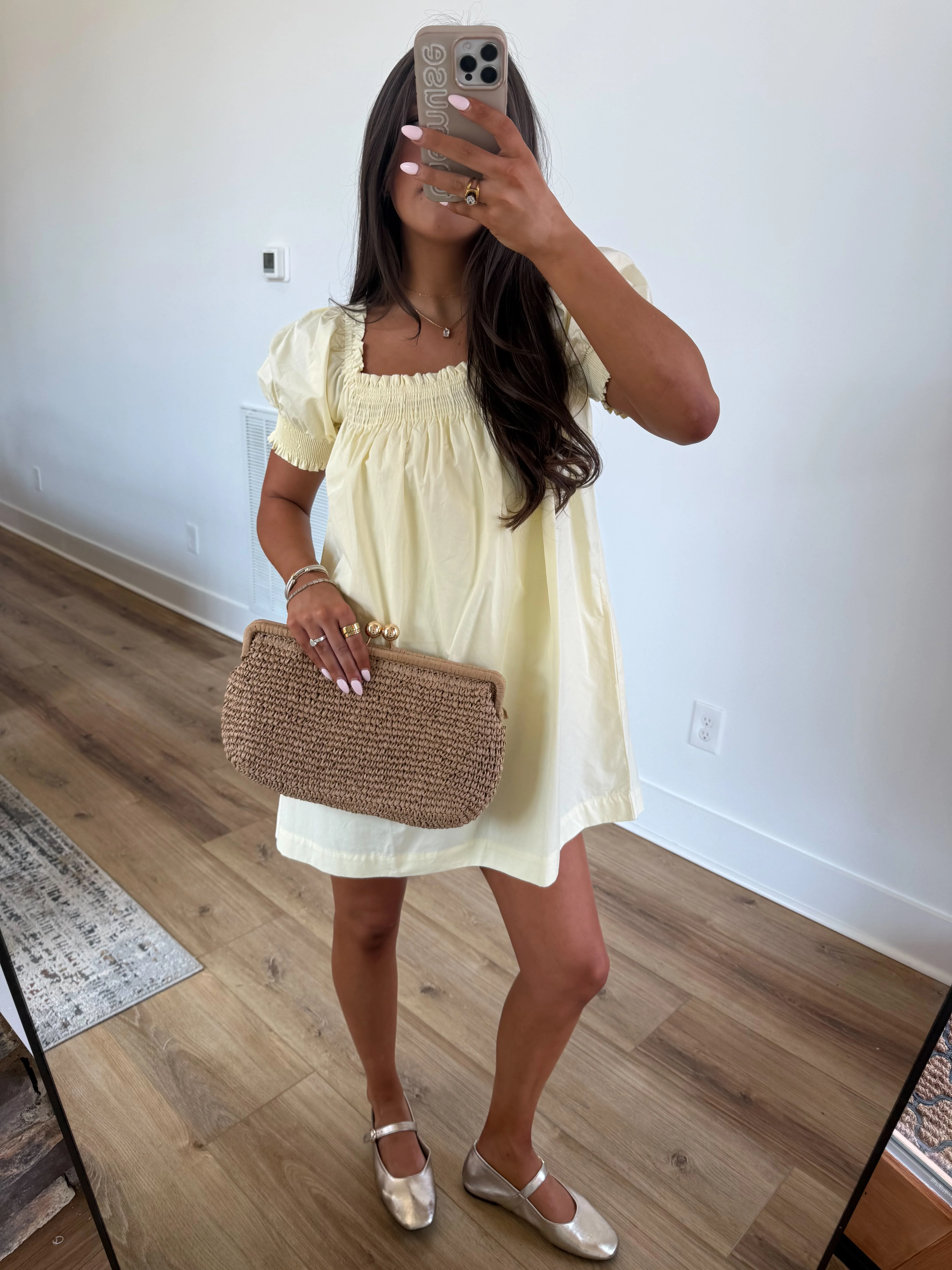 Yellow Smocked Babydoll Dress (Restock) - Image 3