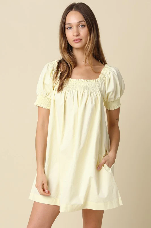 Yellow Smocked Babydoll Dress (Restock) - Image 6