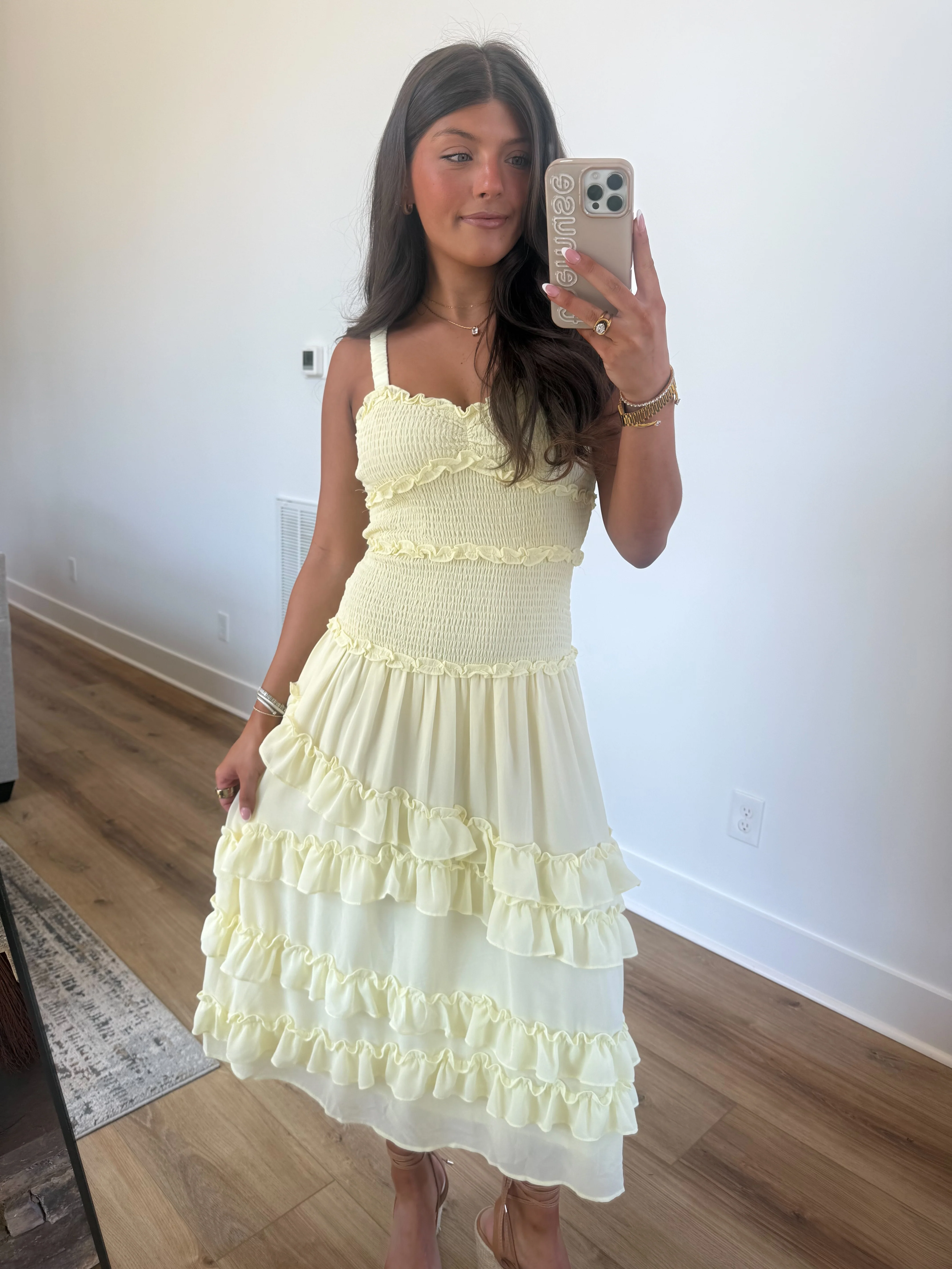 Yellow Smocked Body Midi - Image 2